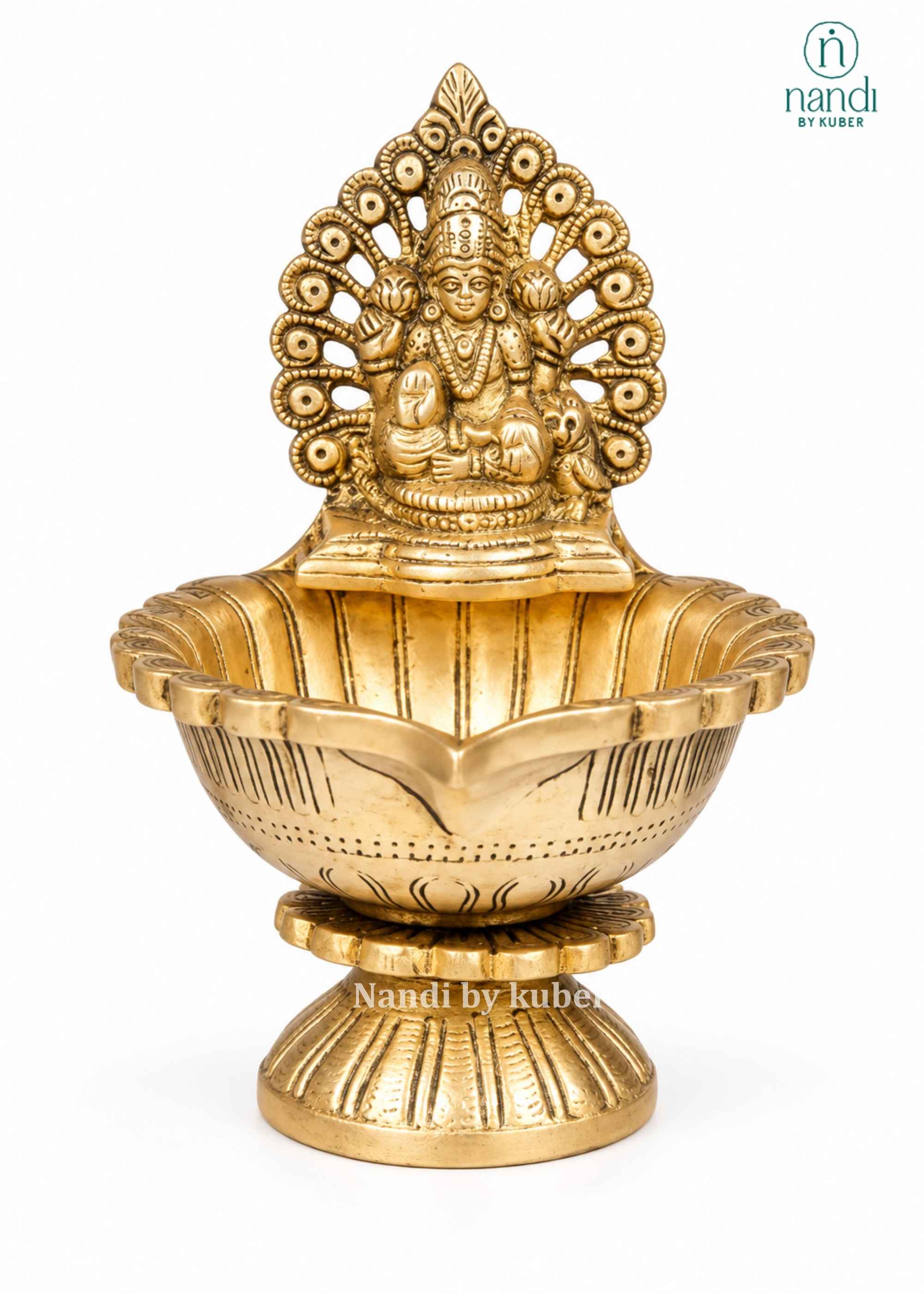 Brass Laxmi Deepak - angle 2