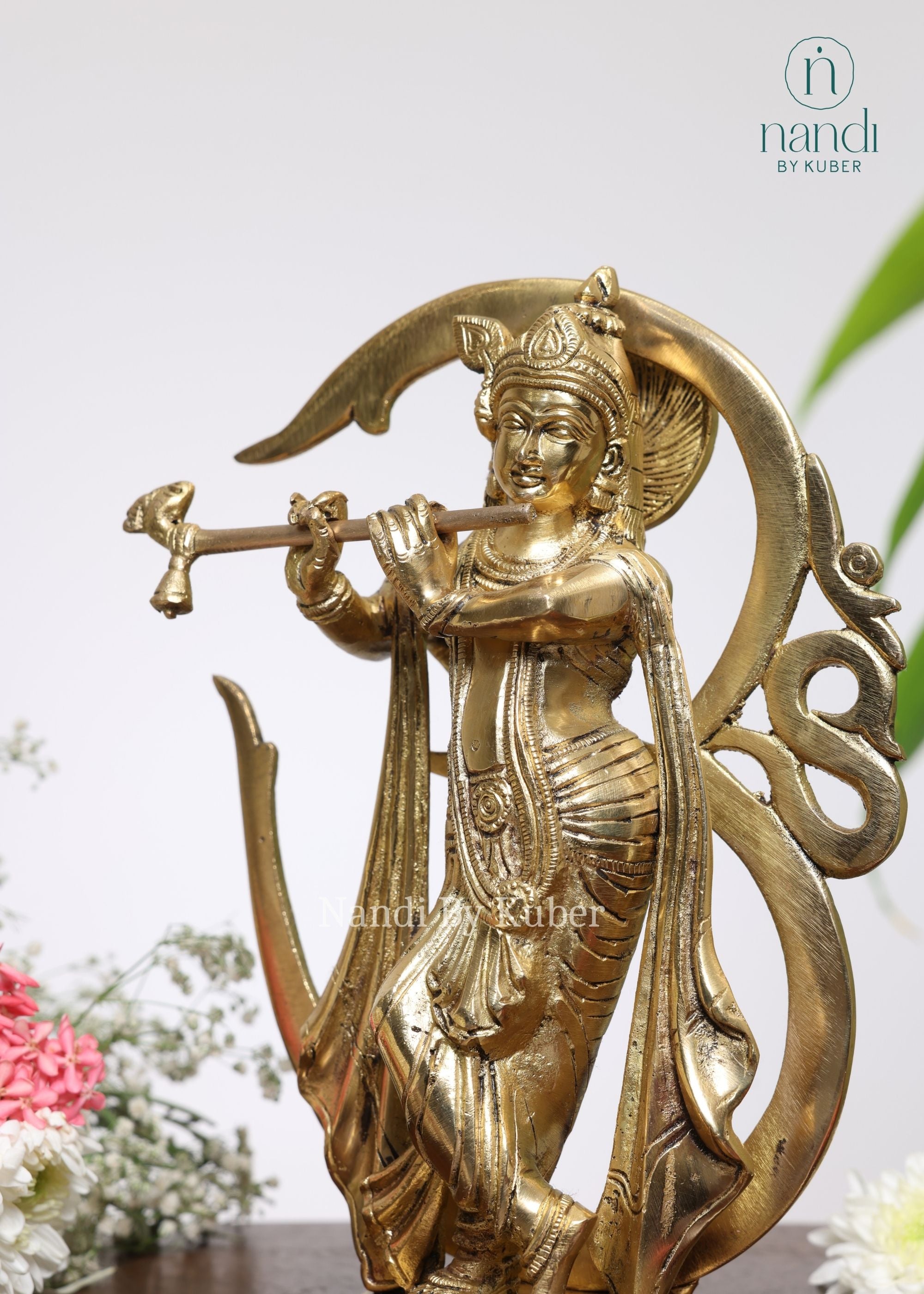 Brass Krishna With Om - front view
