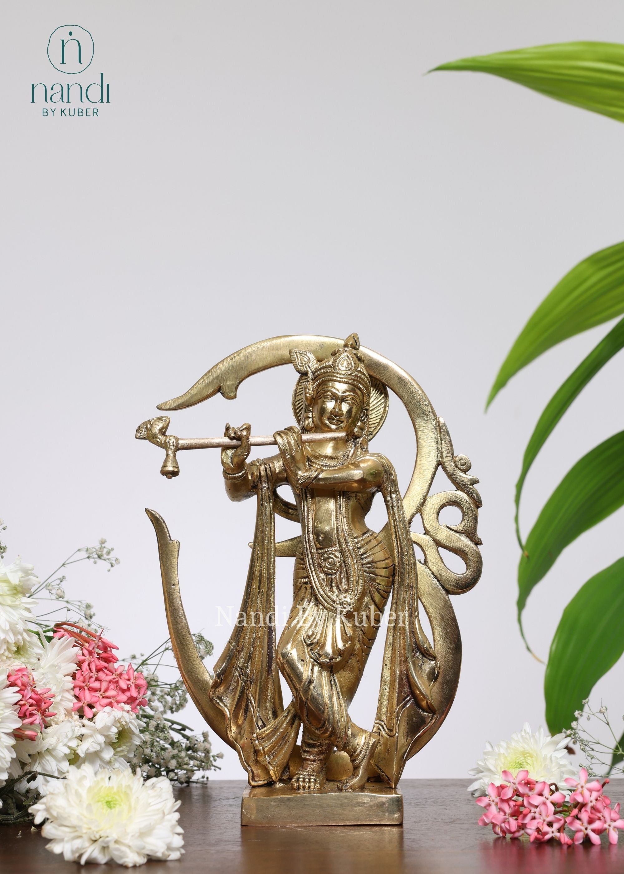 Brass Krishna With Om - side view