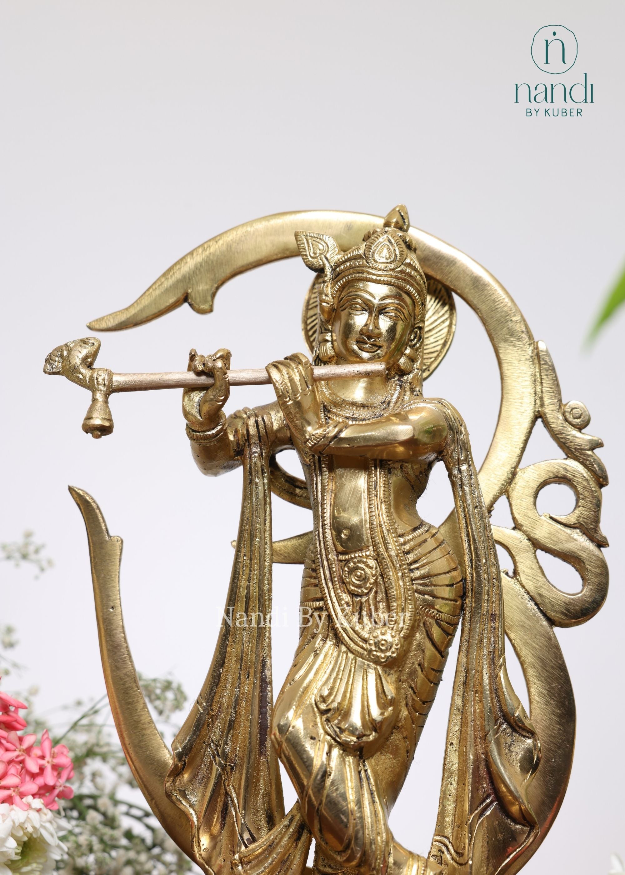 Brass Krishna With Om - detail view