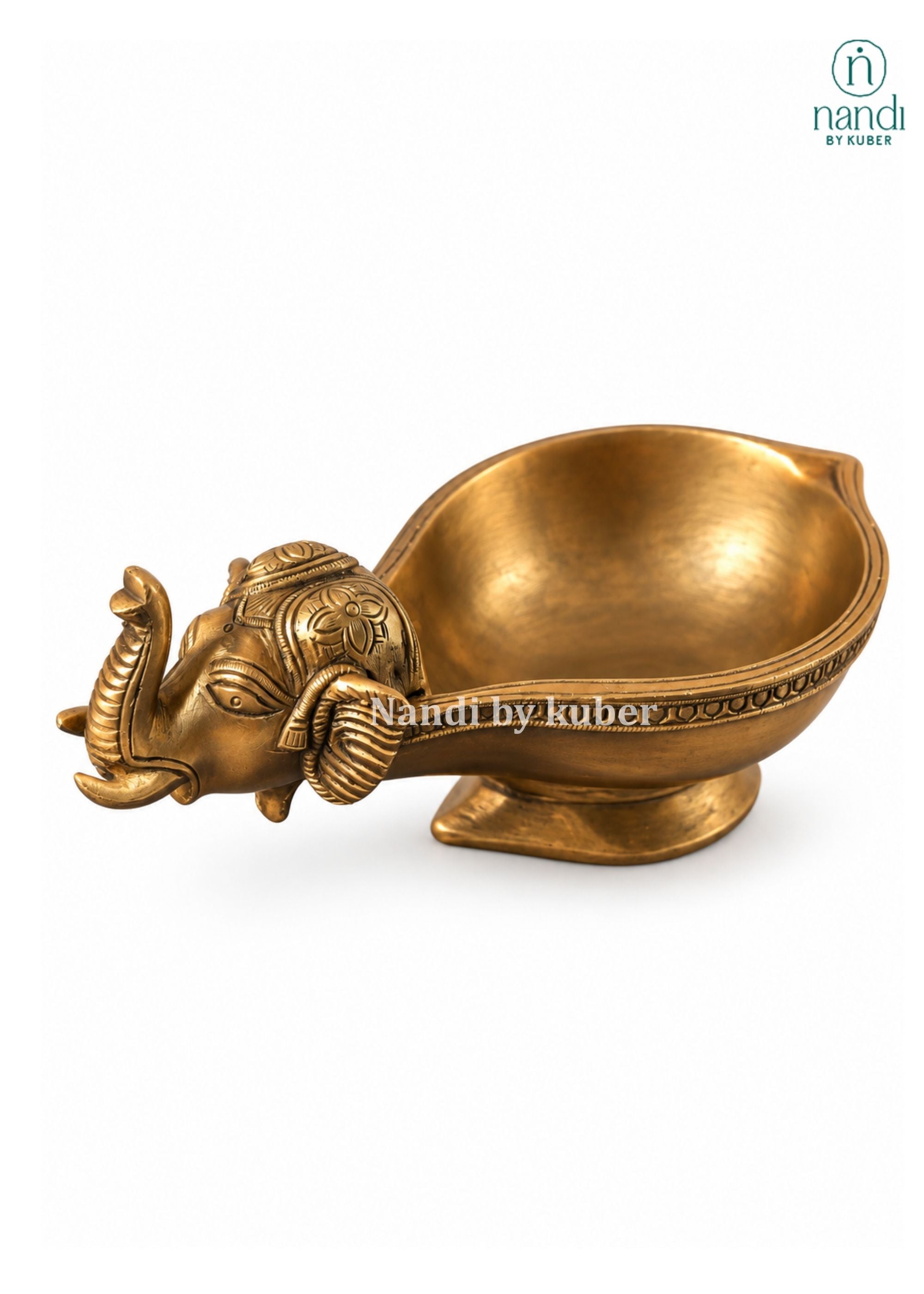 Brass Elephant Diya - angle 2