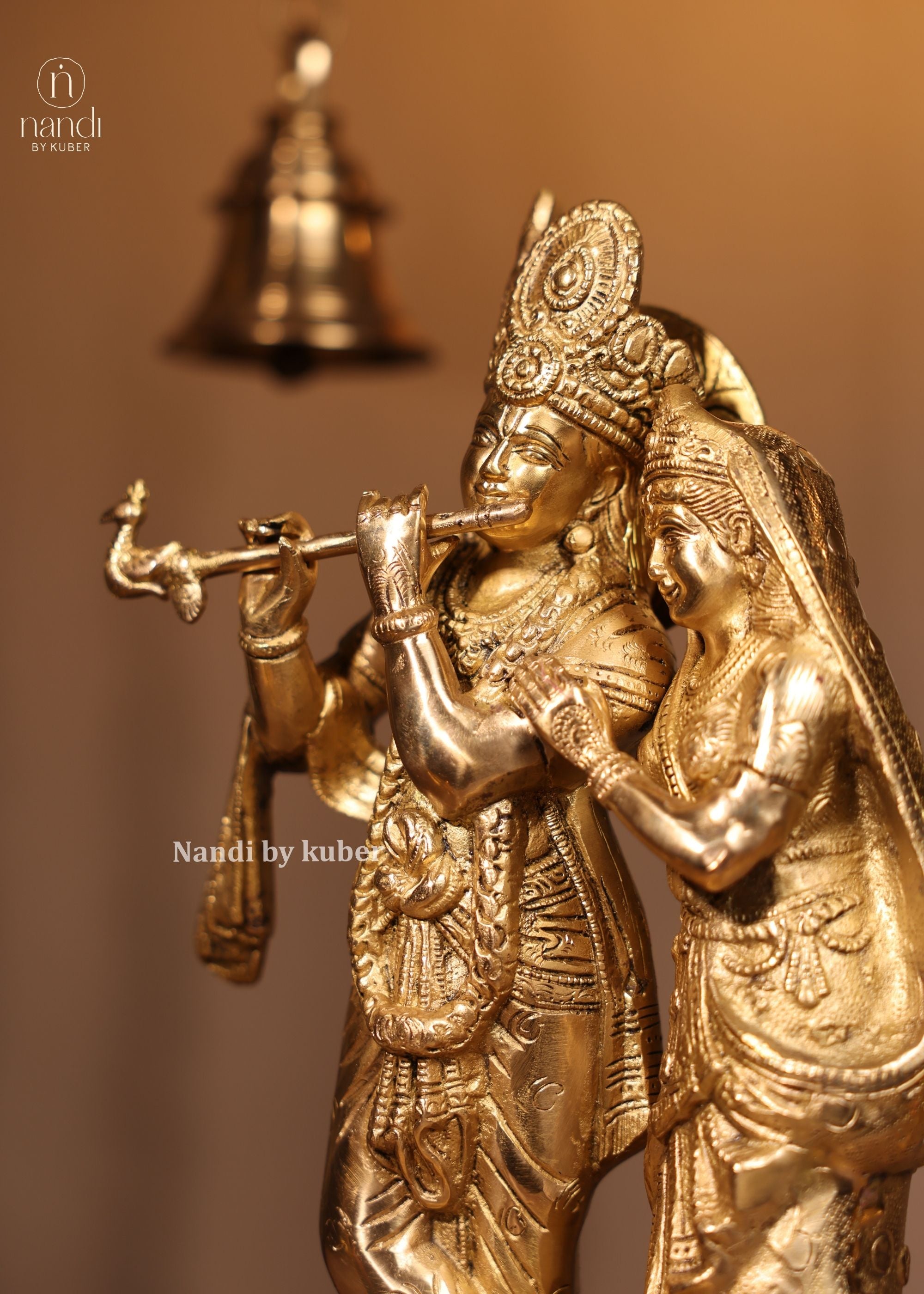 Brass Radha Krishna on Oval Base - additional view 3