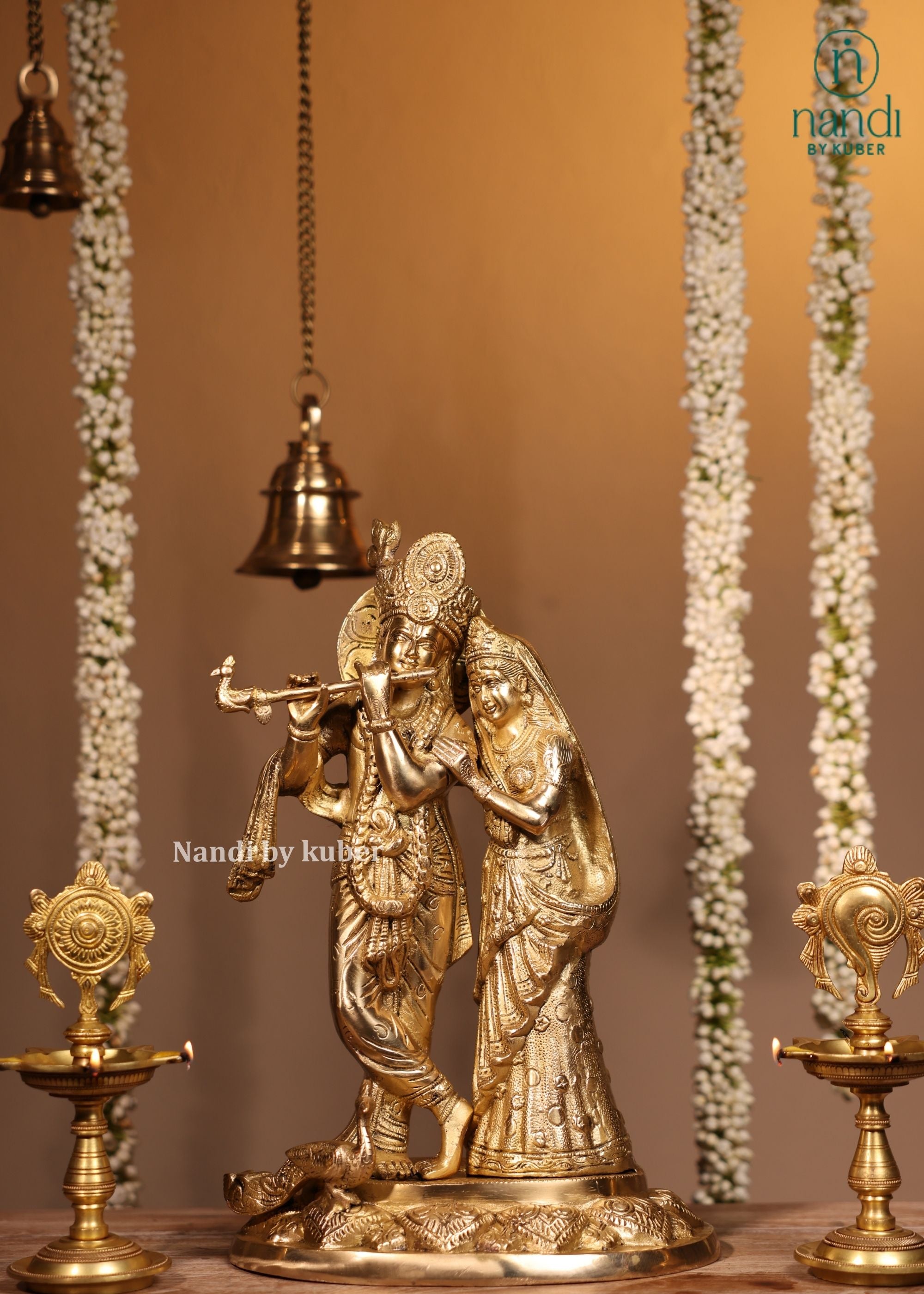 Brass Radha Krishna on Oval Base - additional view 4