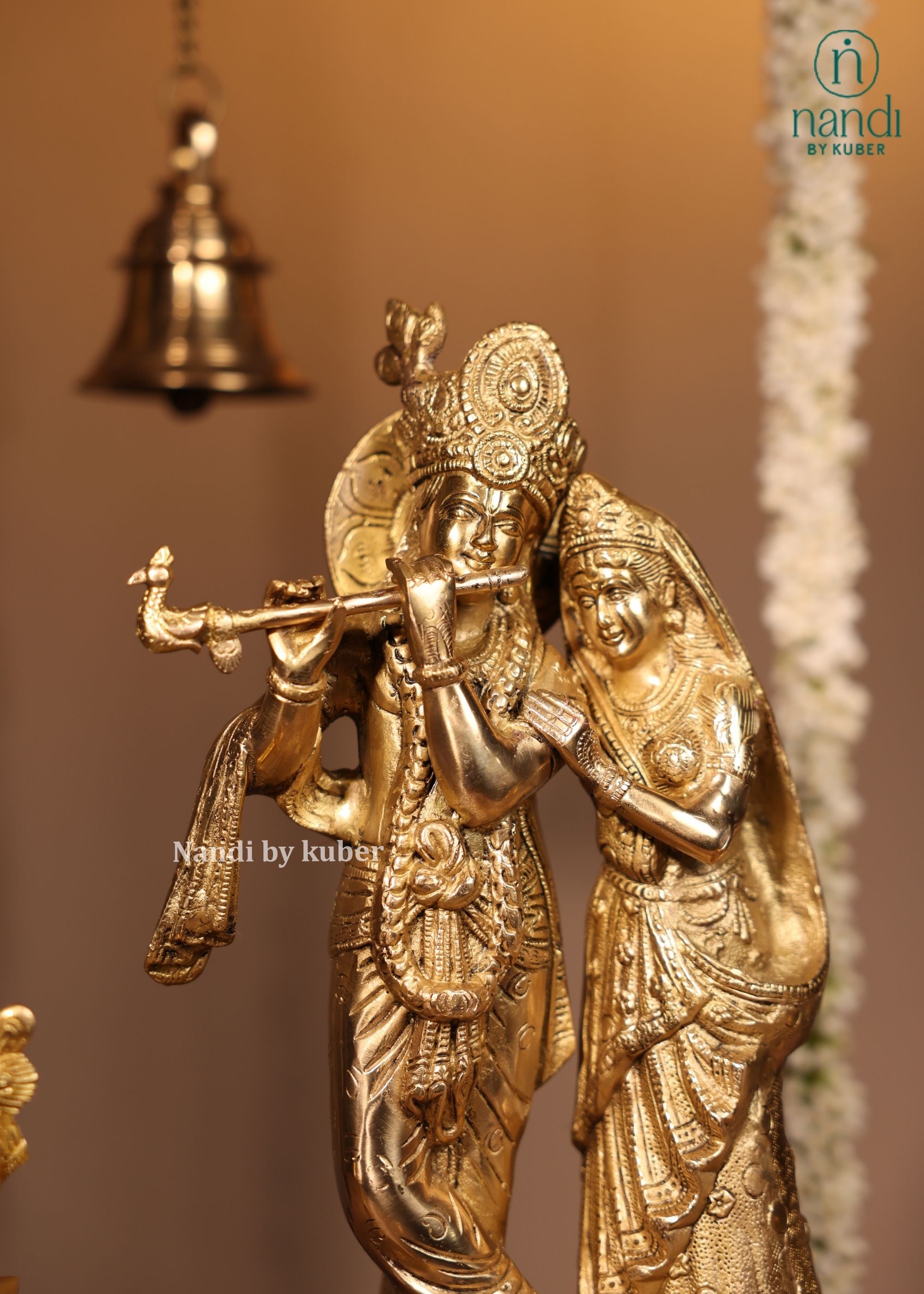 Brass Radha Krishna on Oval Base - additional view 5