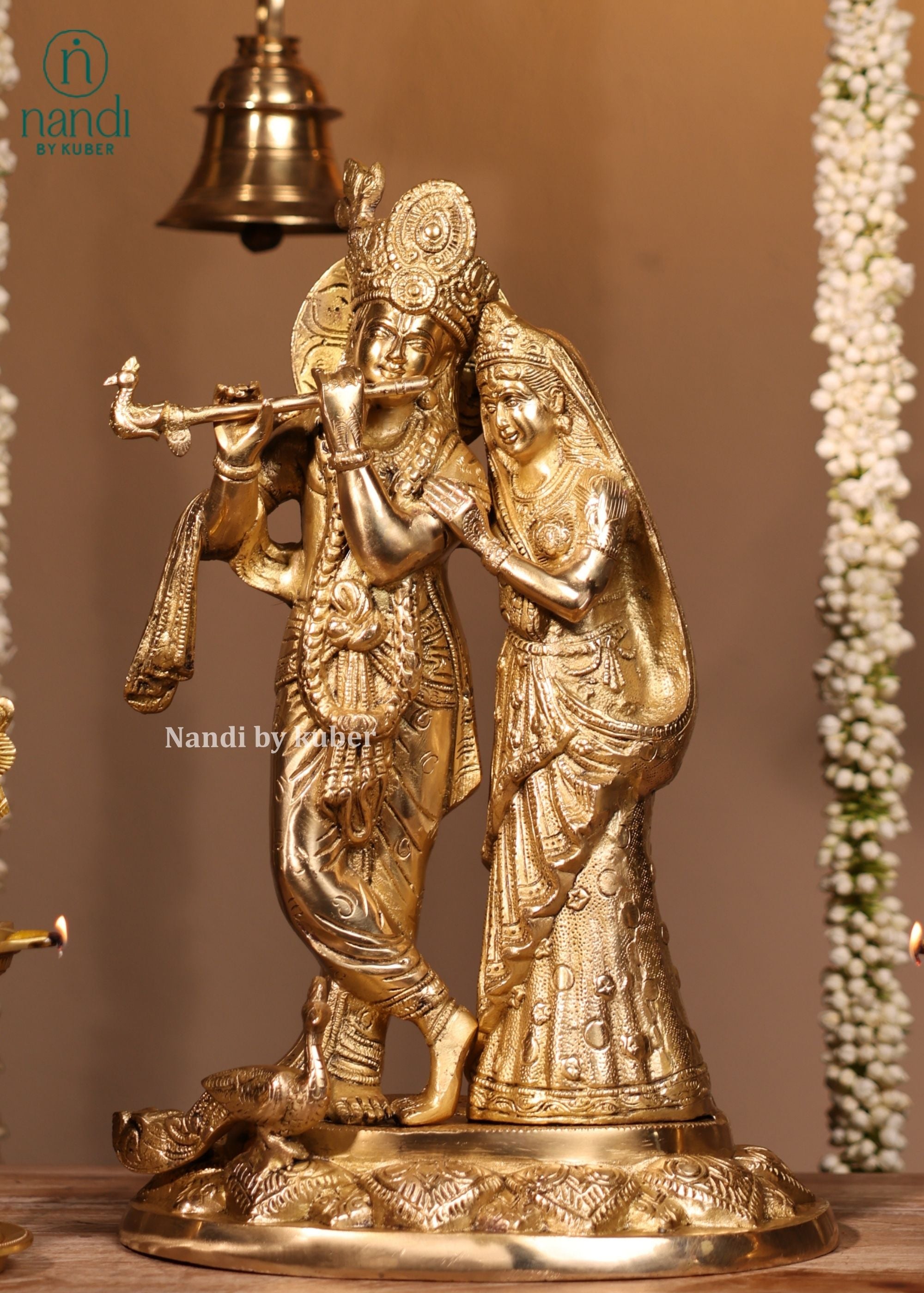 Brass Radha Krishna on Oval Base - additional view