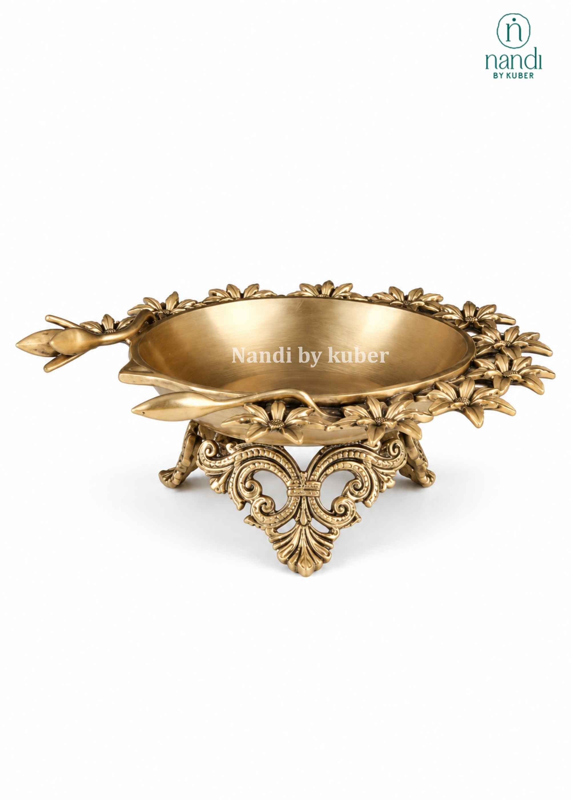Brass Urli Flower - angle 2