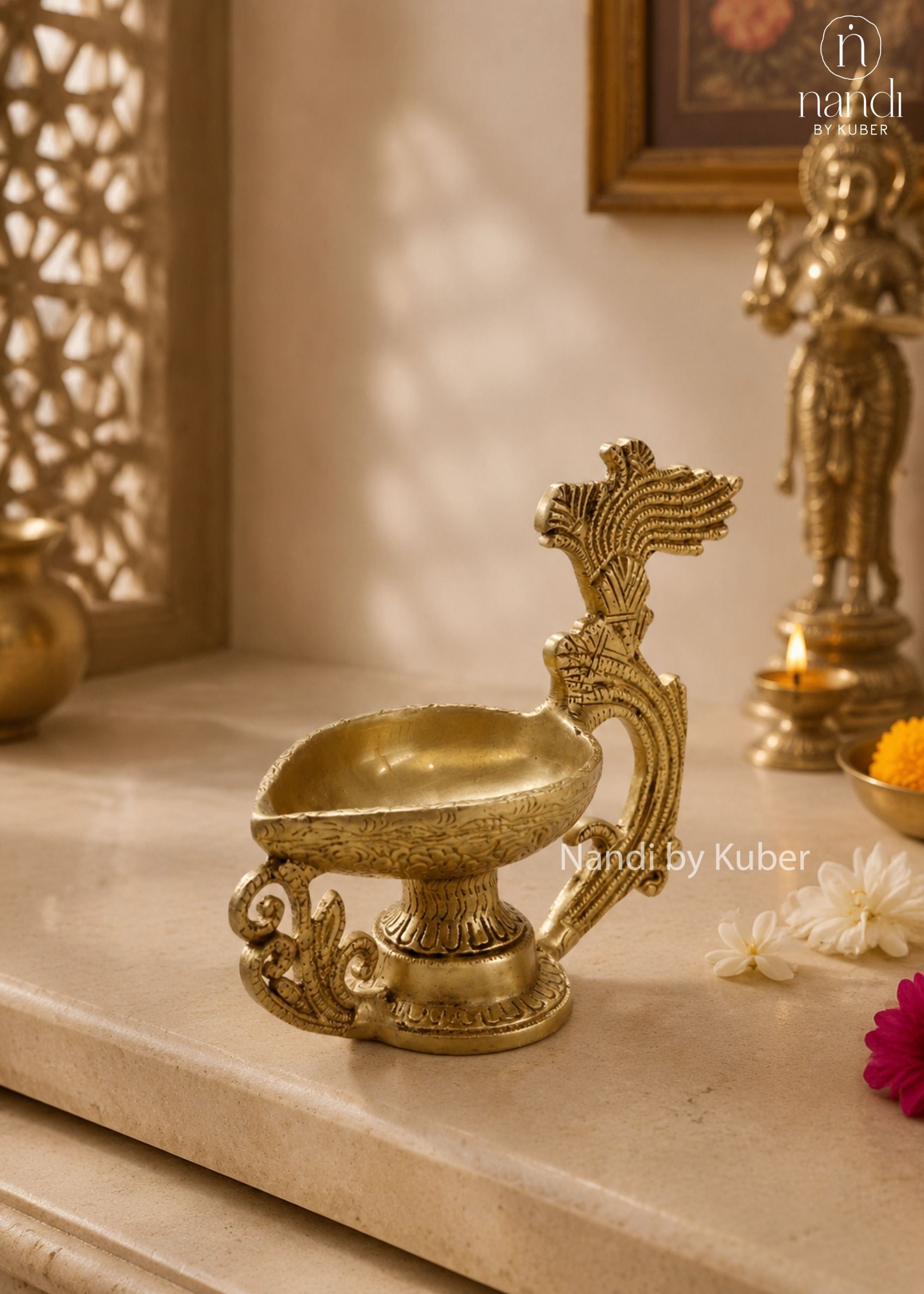 Brass Deepak - front view