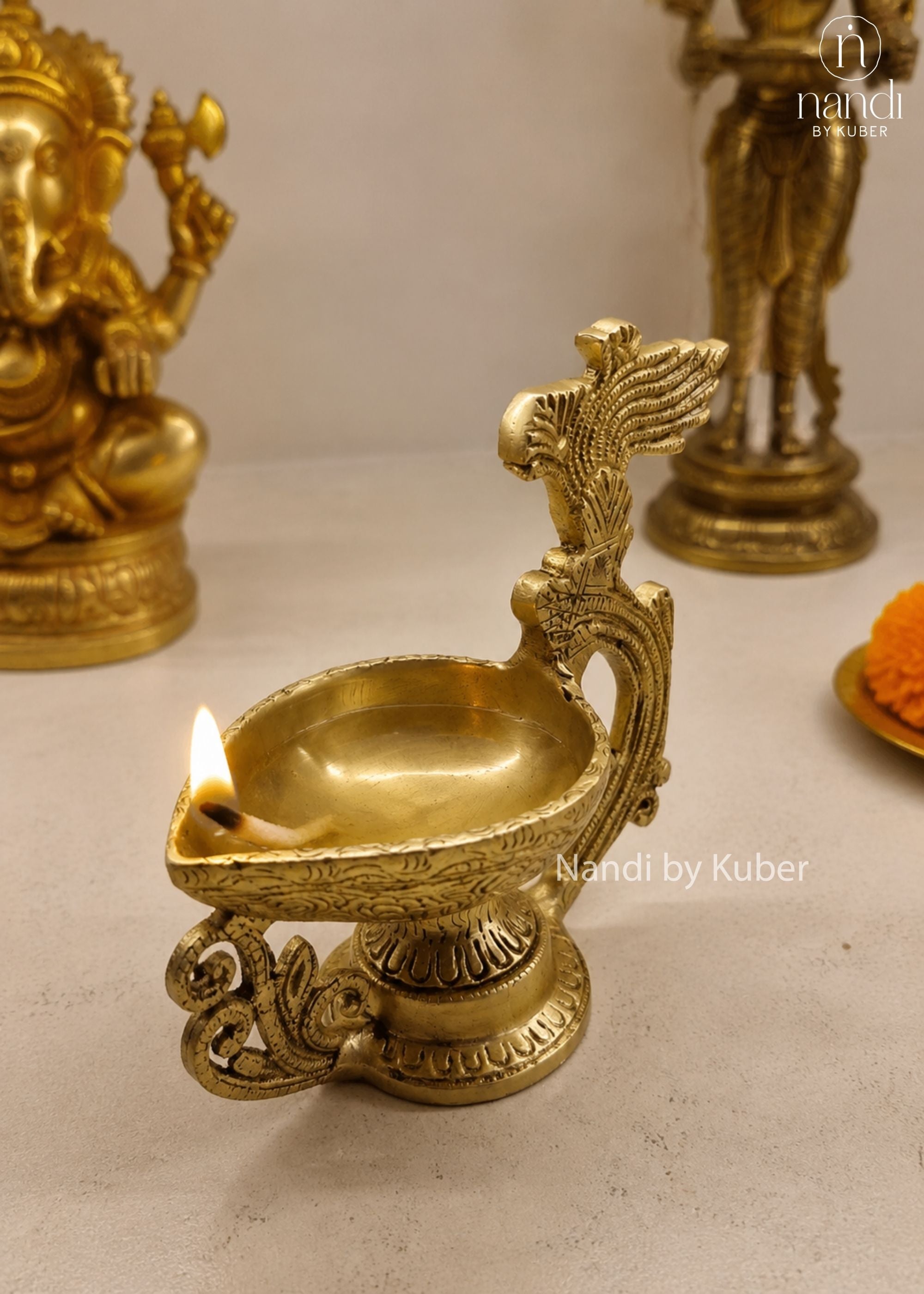 Brass Deepak - side view
