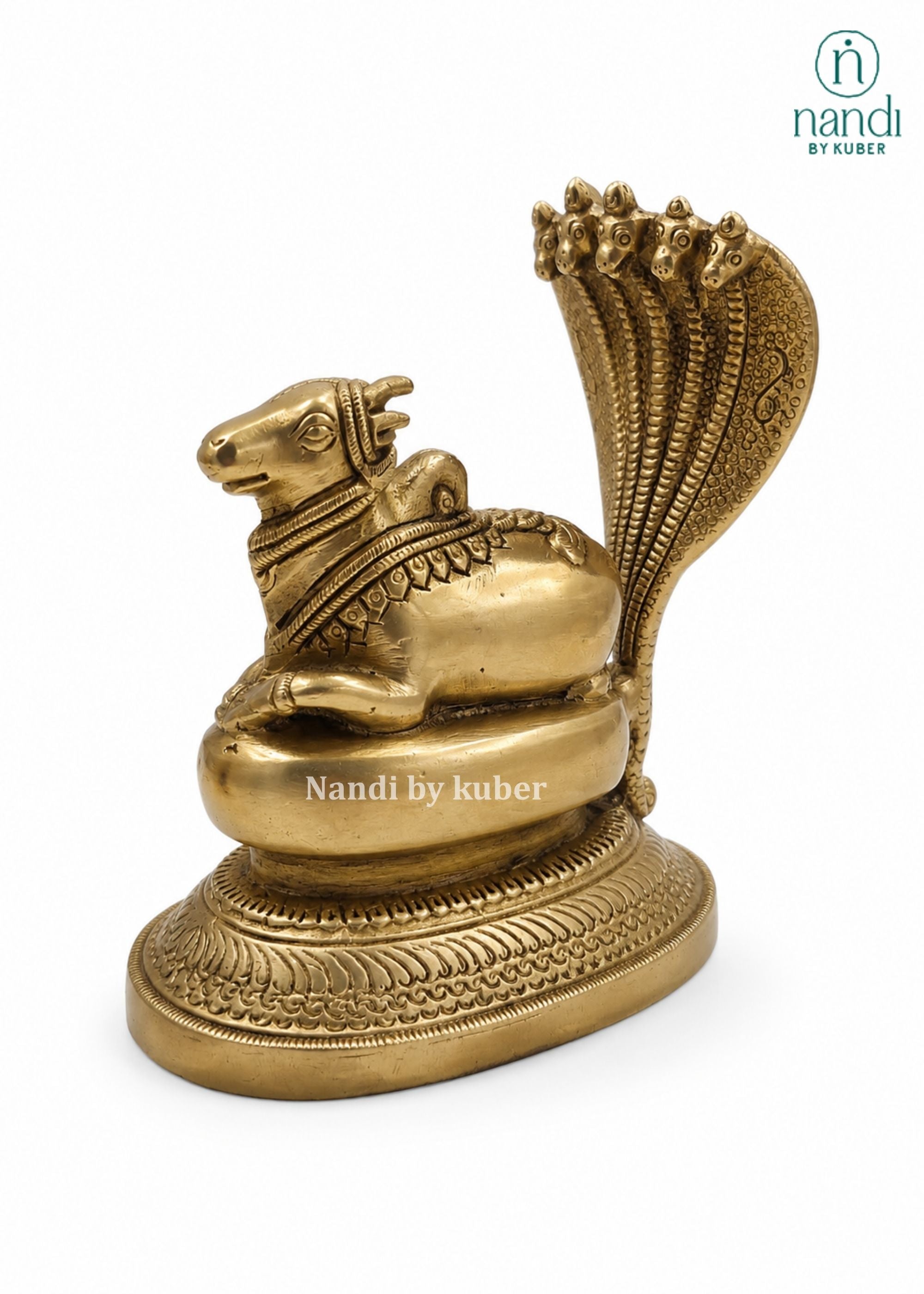 Brass Nandi on Sheshnag - side view