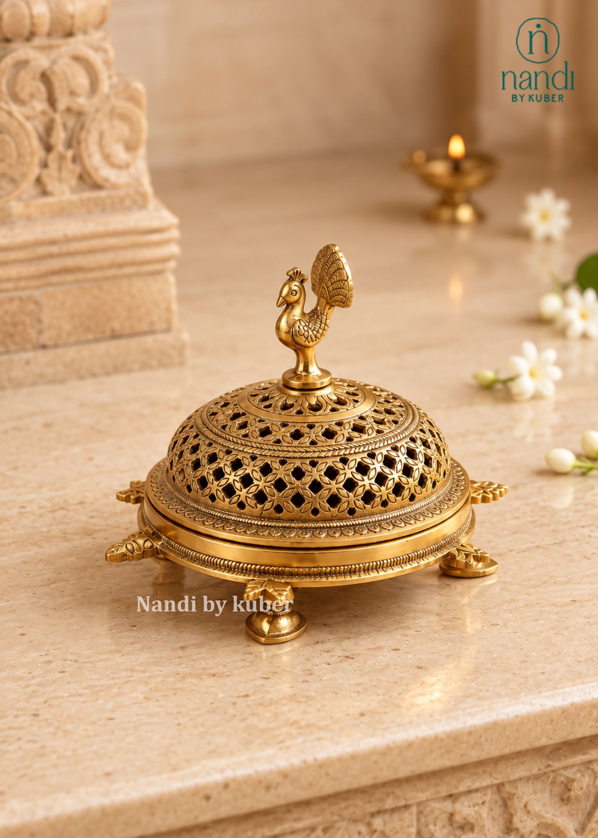 Brass Dhoop Burner Round