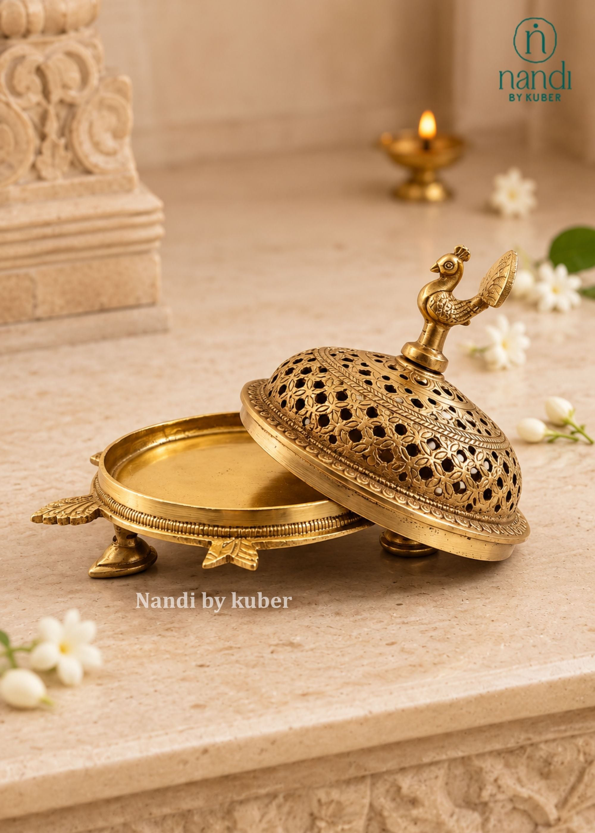 Brass Dhoop Burner Round