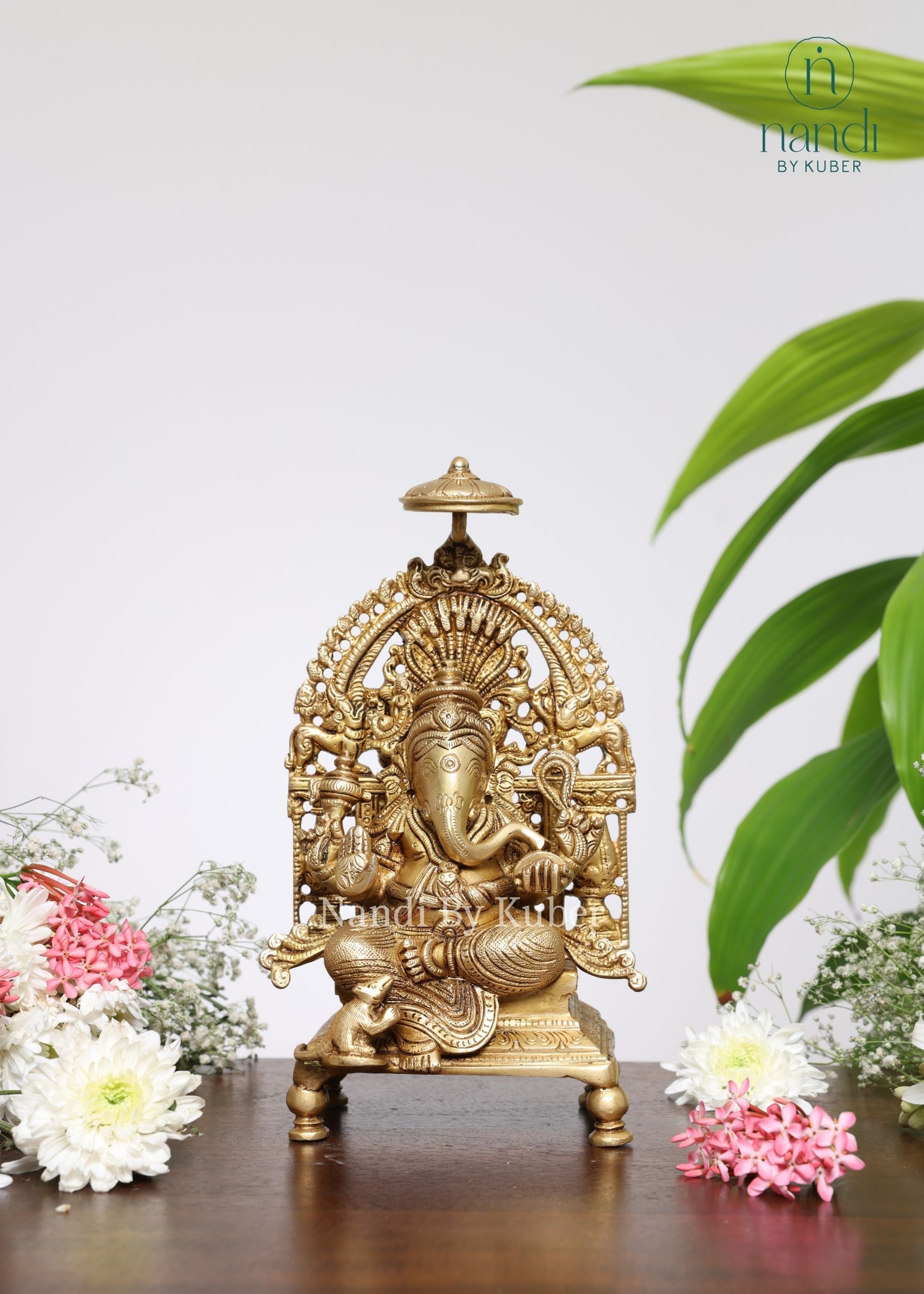 Brass Ganesha With Arch - additional view