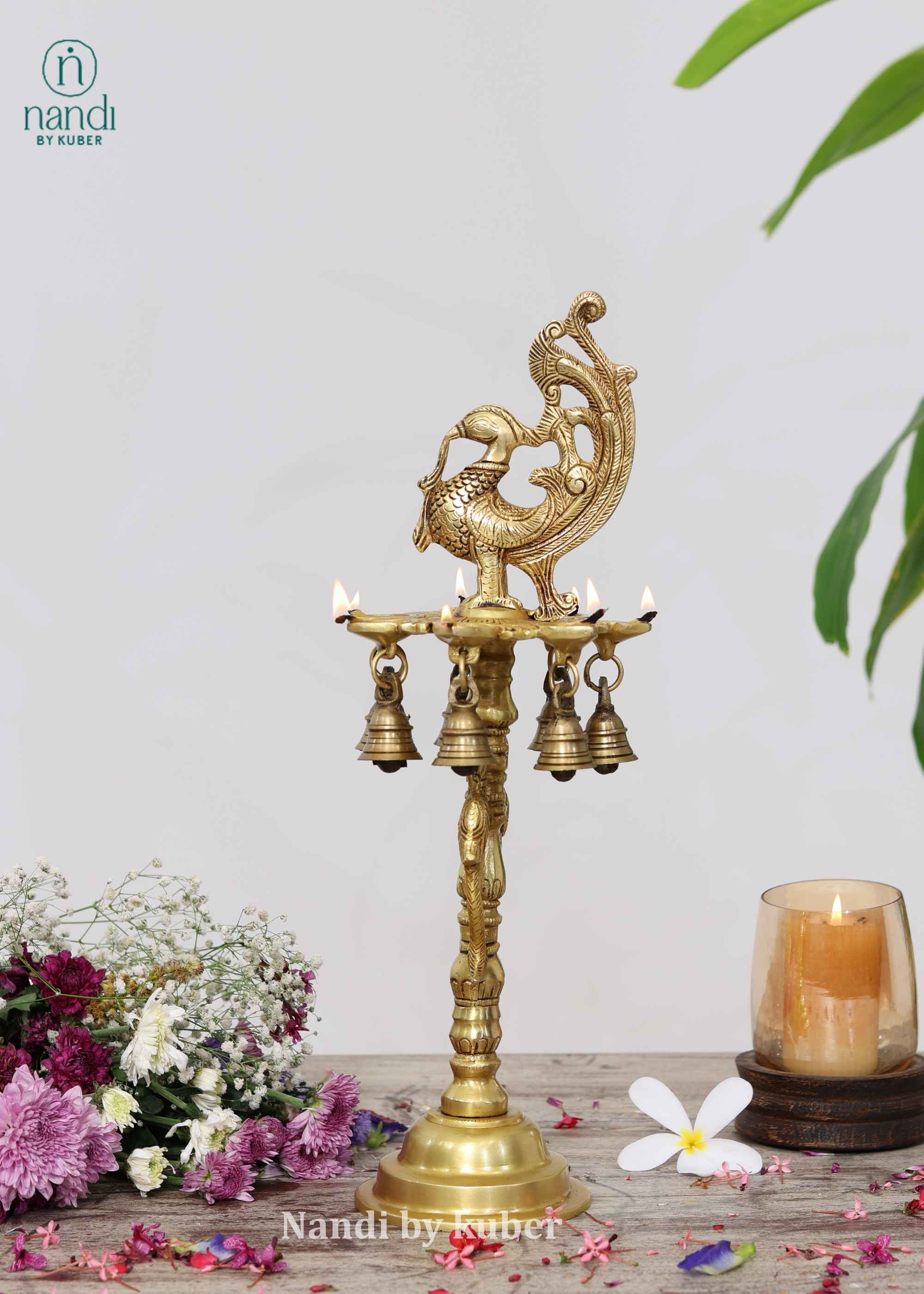 Brass Annam Diya Stand - side view