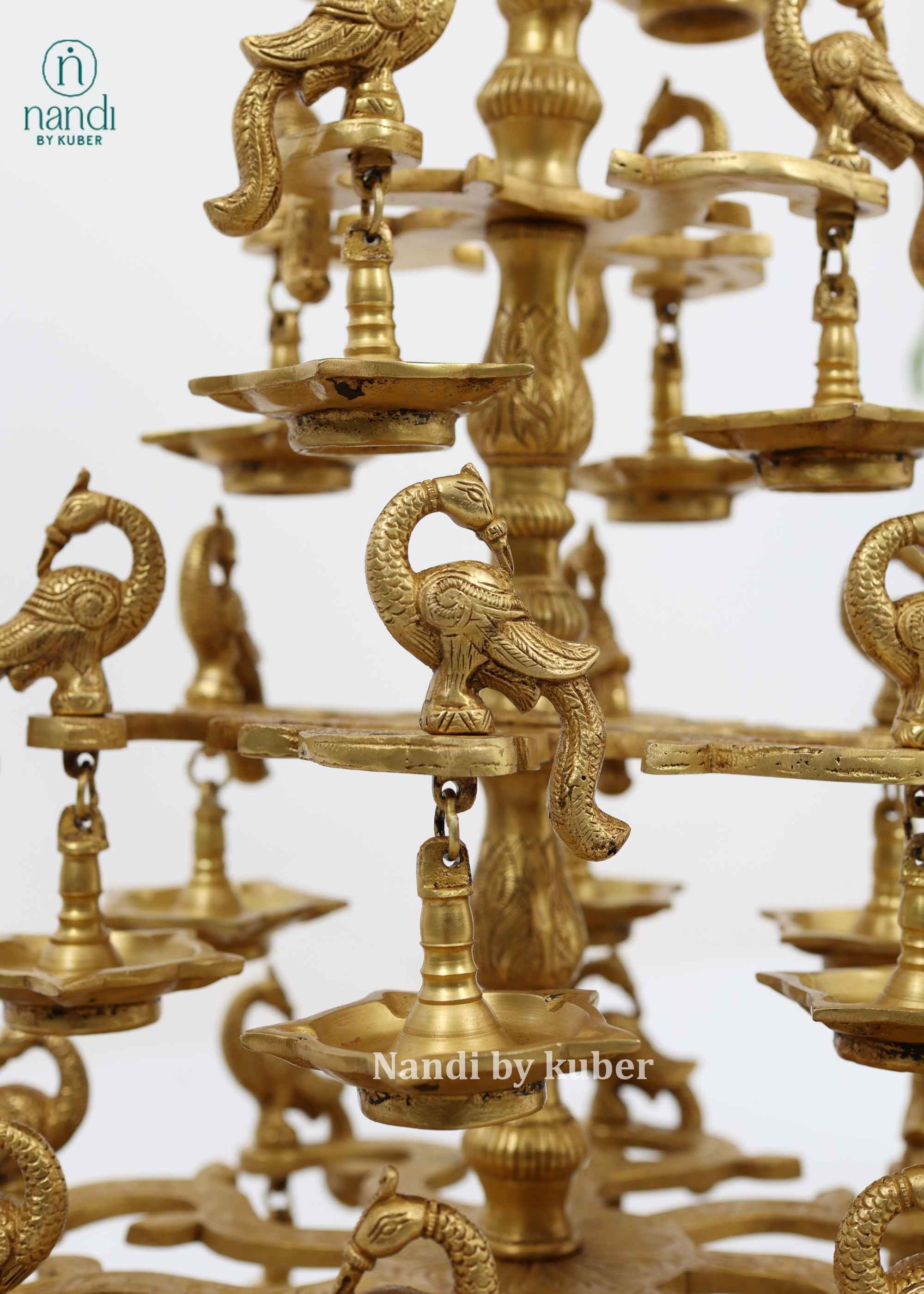 Brass Lamp Peacock 108 Deep - side view