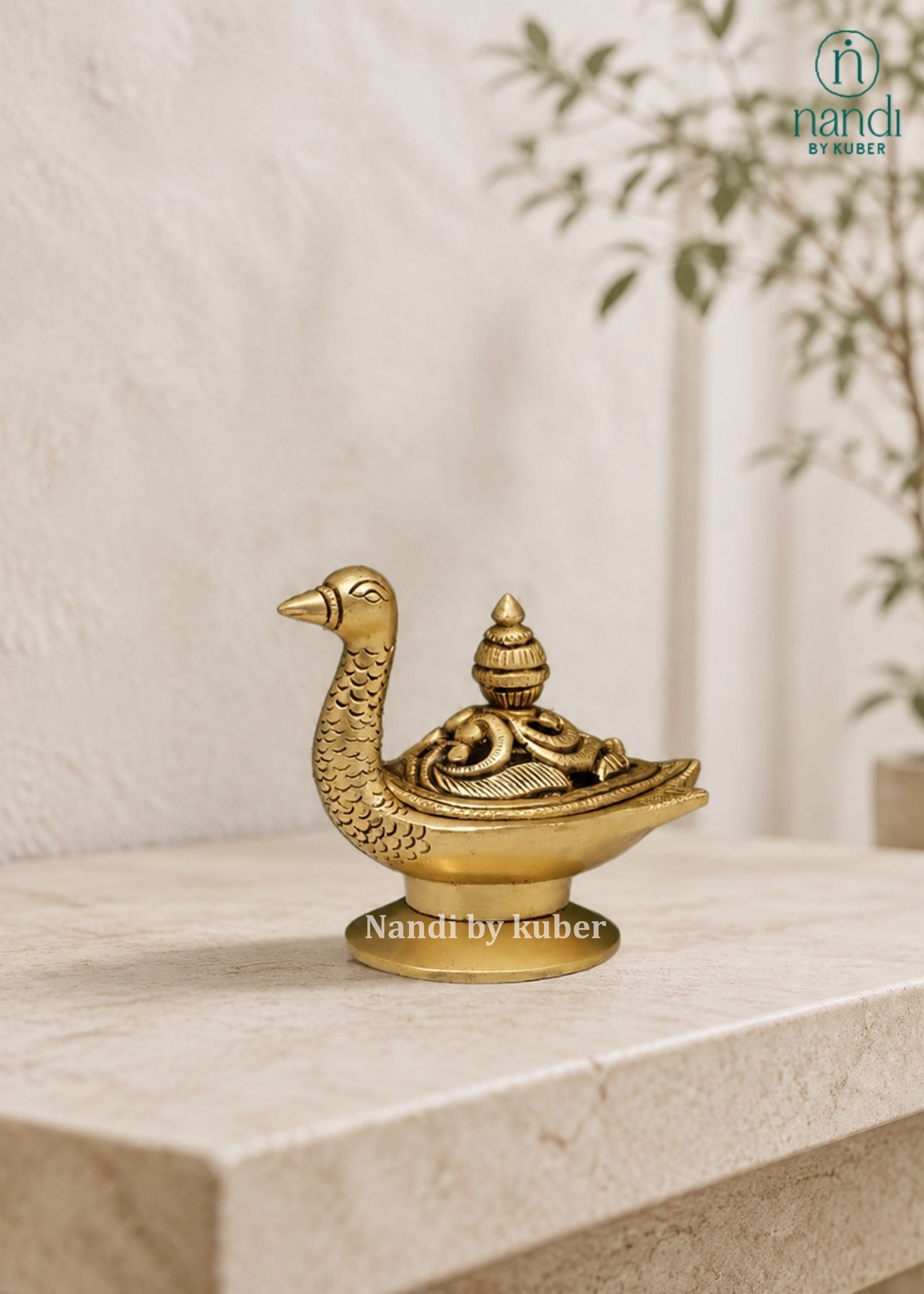 Brass Swan Dhoop Burner - front view