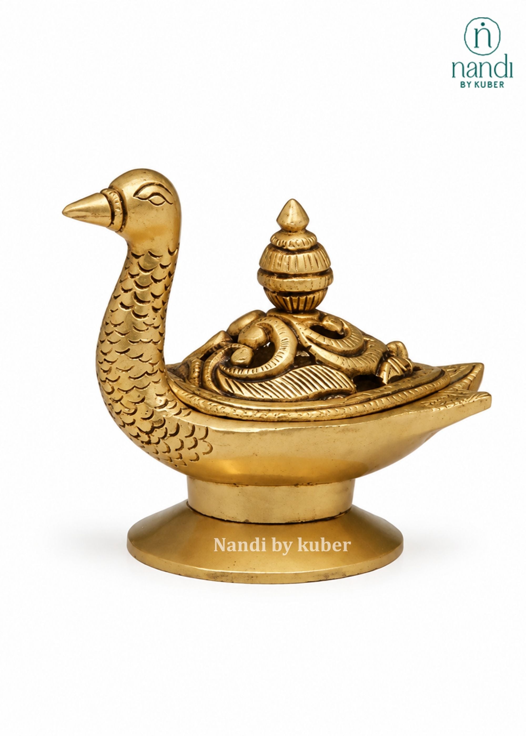 Brass Swan Dhoop Burner - side view