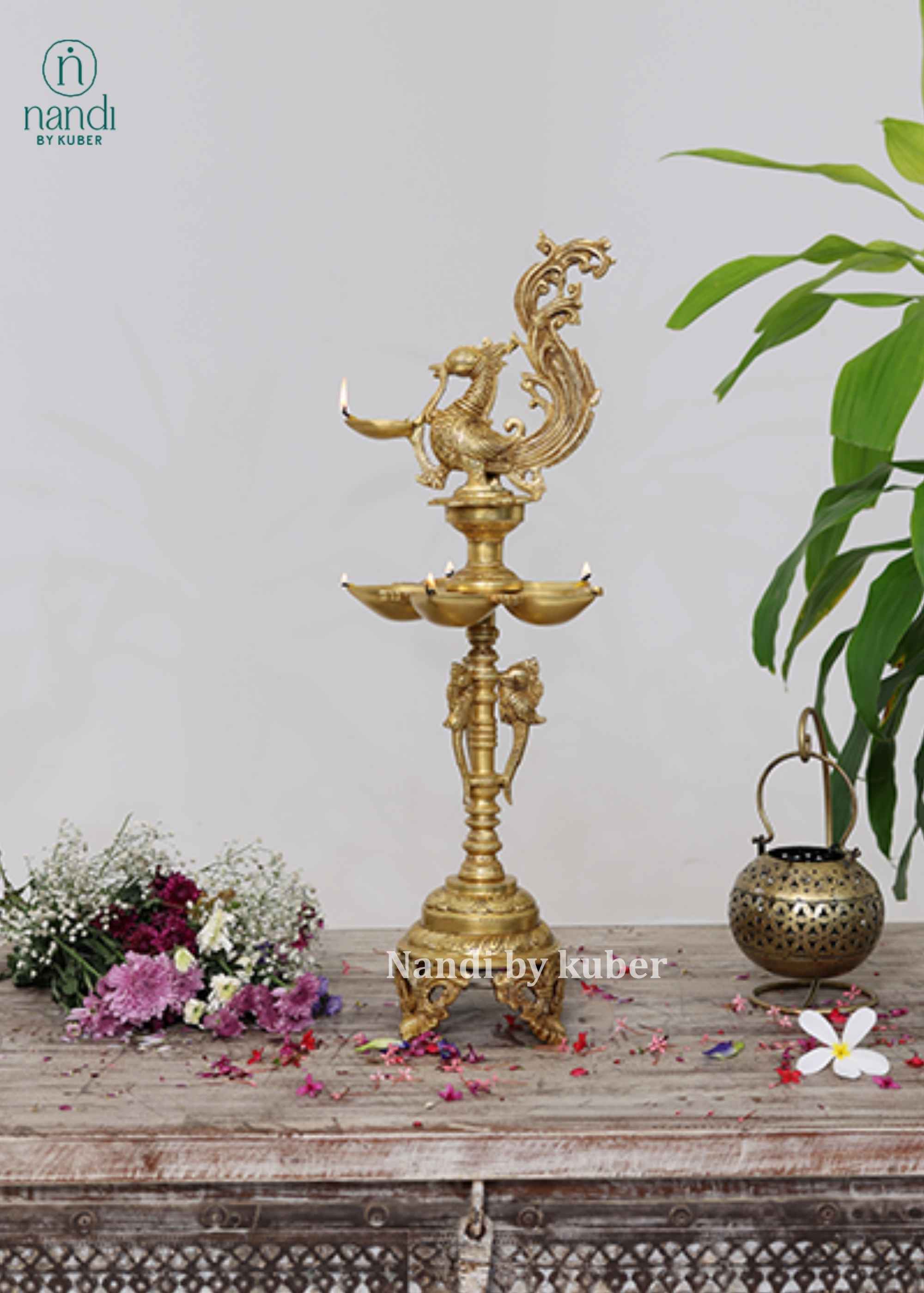 Brass Annam Deepak Lamp - front view