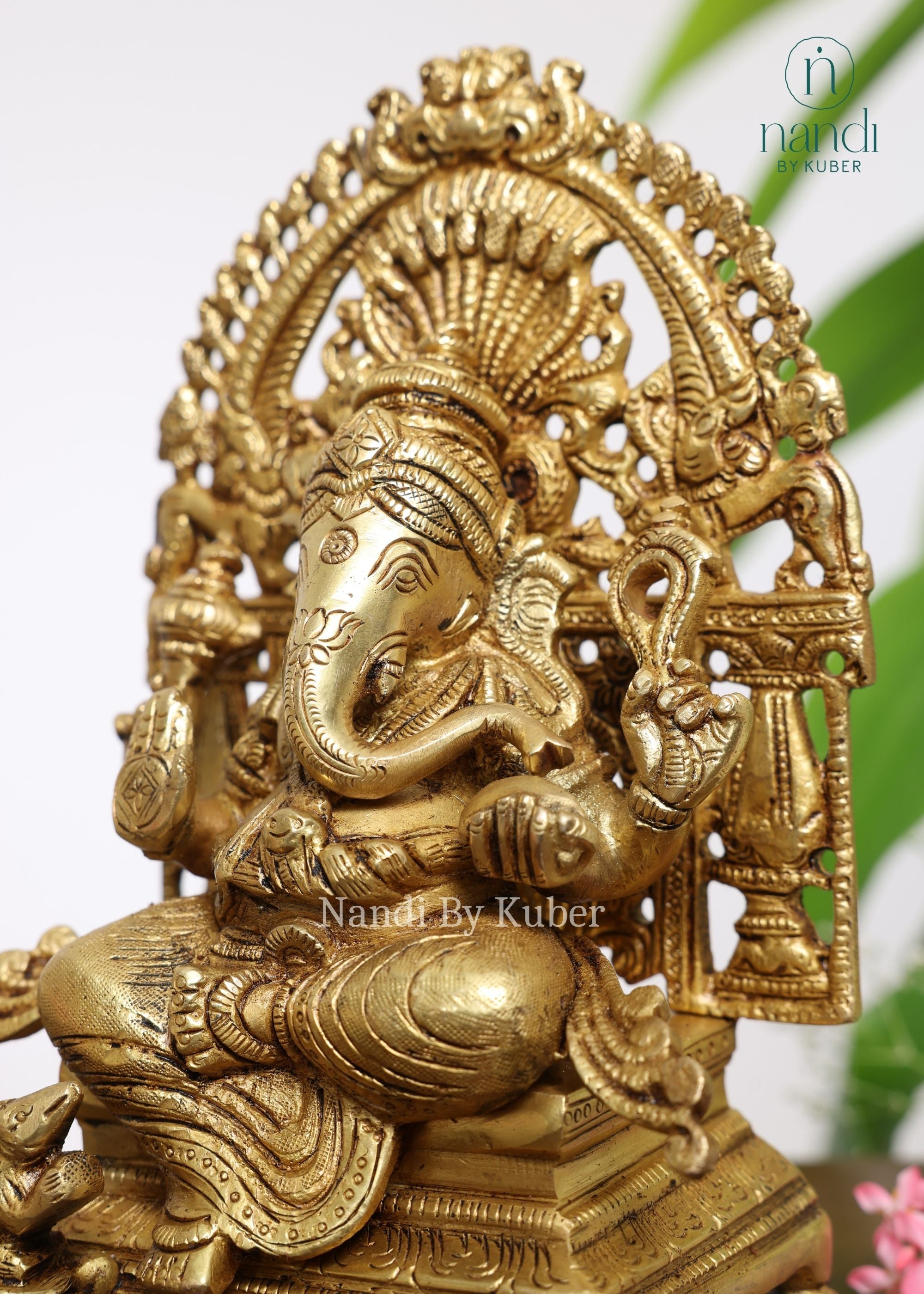 Brass Ganesha Sitting On Sinhasan - additional view