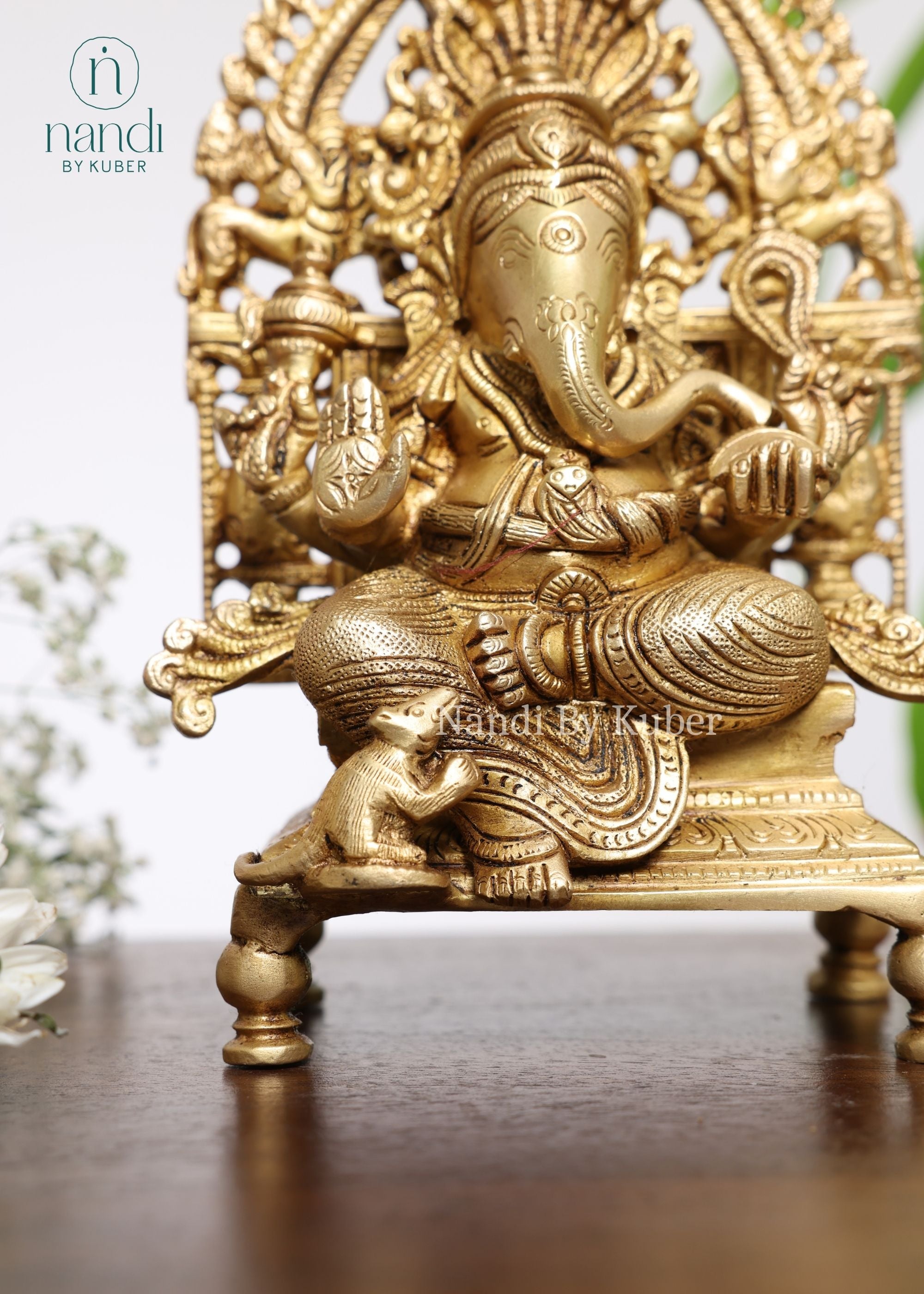 Brass Ganesha Sitting On Sinhasan - lifestyle view