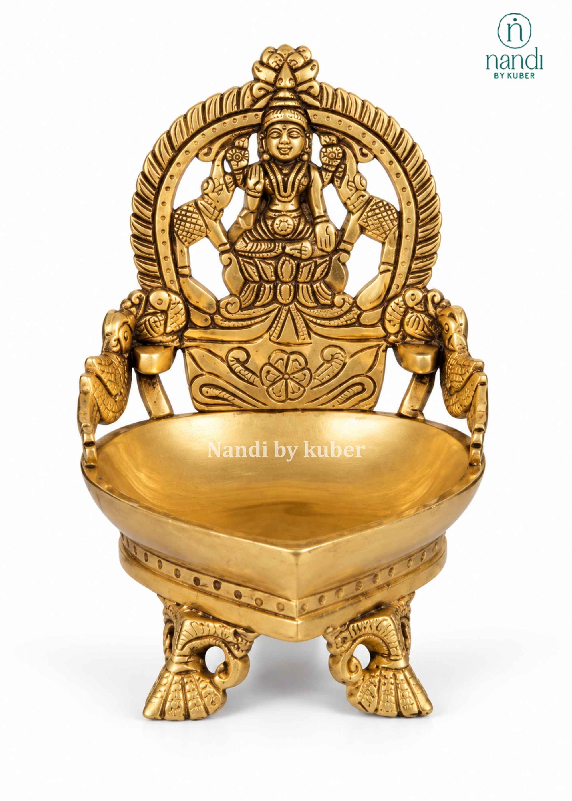 Brass Laxmi Diya - angle 2