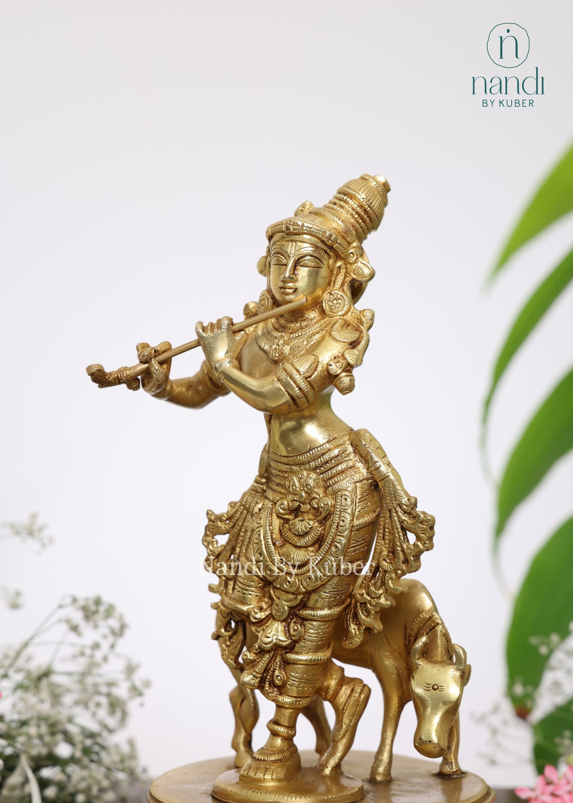 Brass Cow Krishna YG - front view