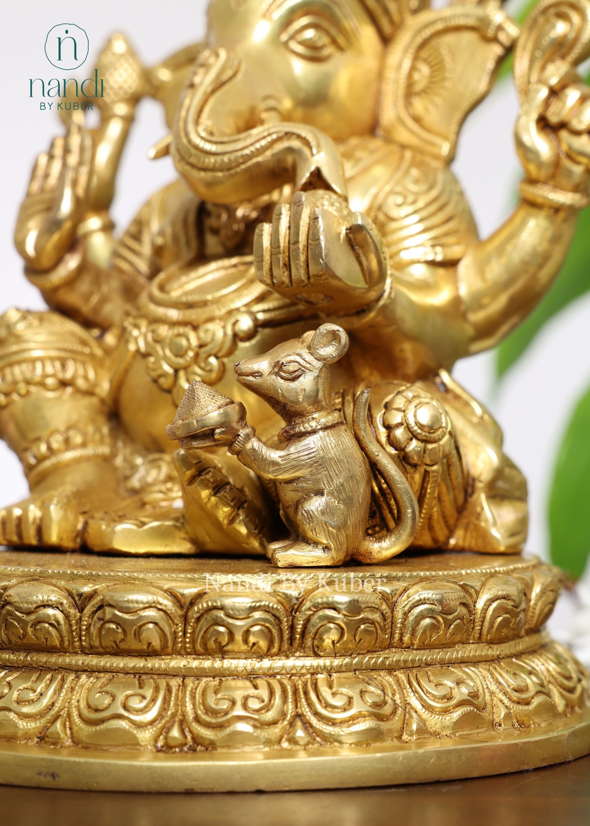 Brass Ganesh Sitting on Base - lifestyle view