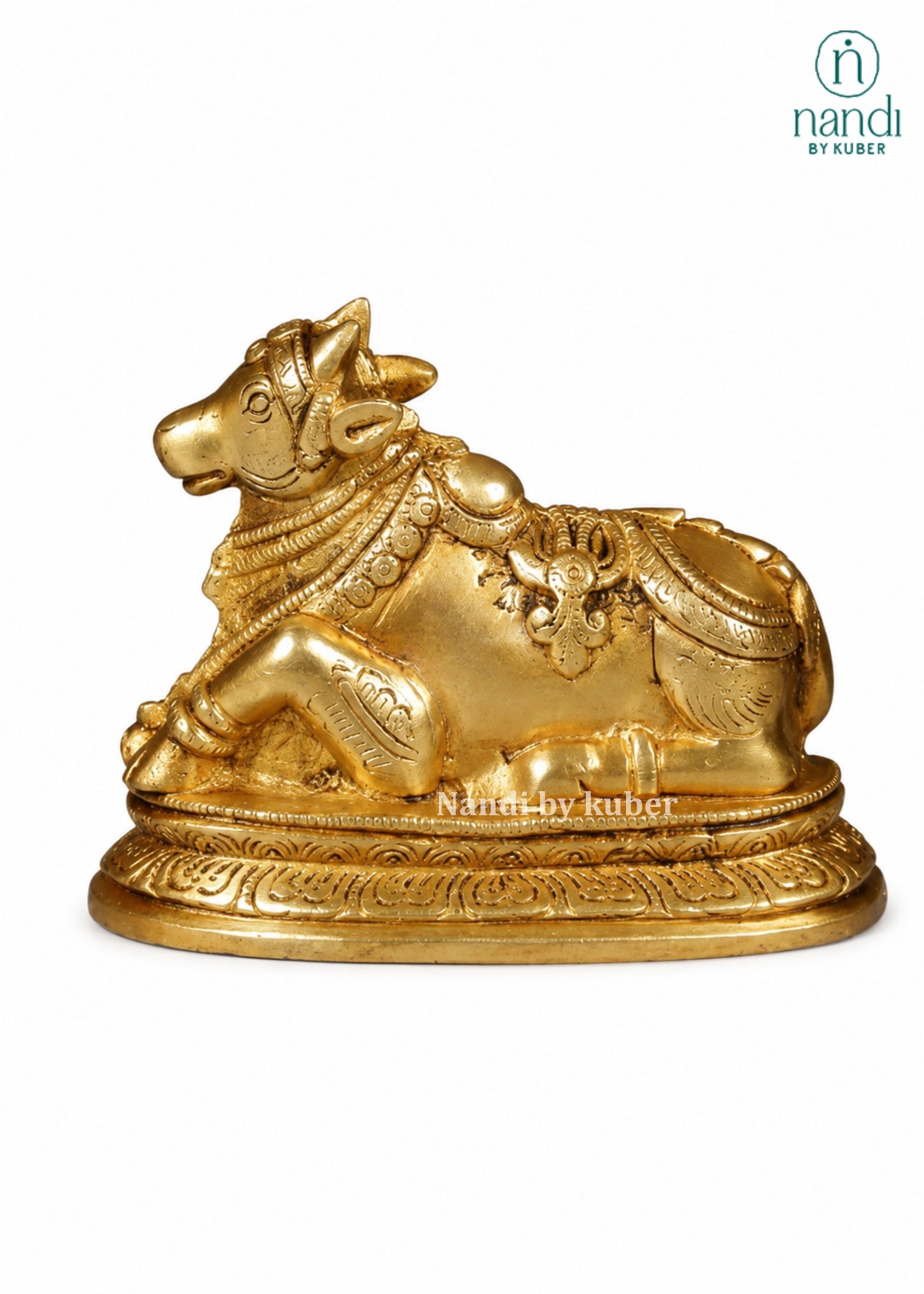 Brass Nandi Sitting - side view