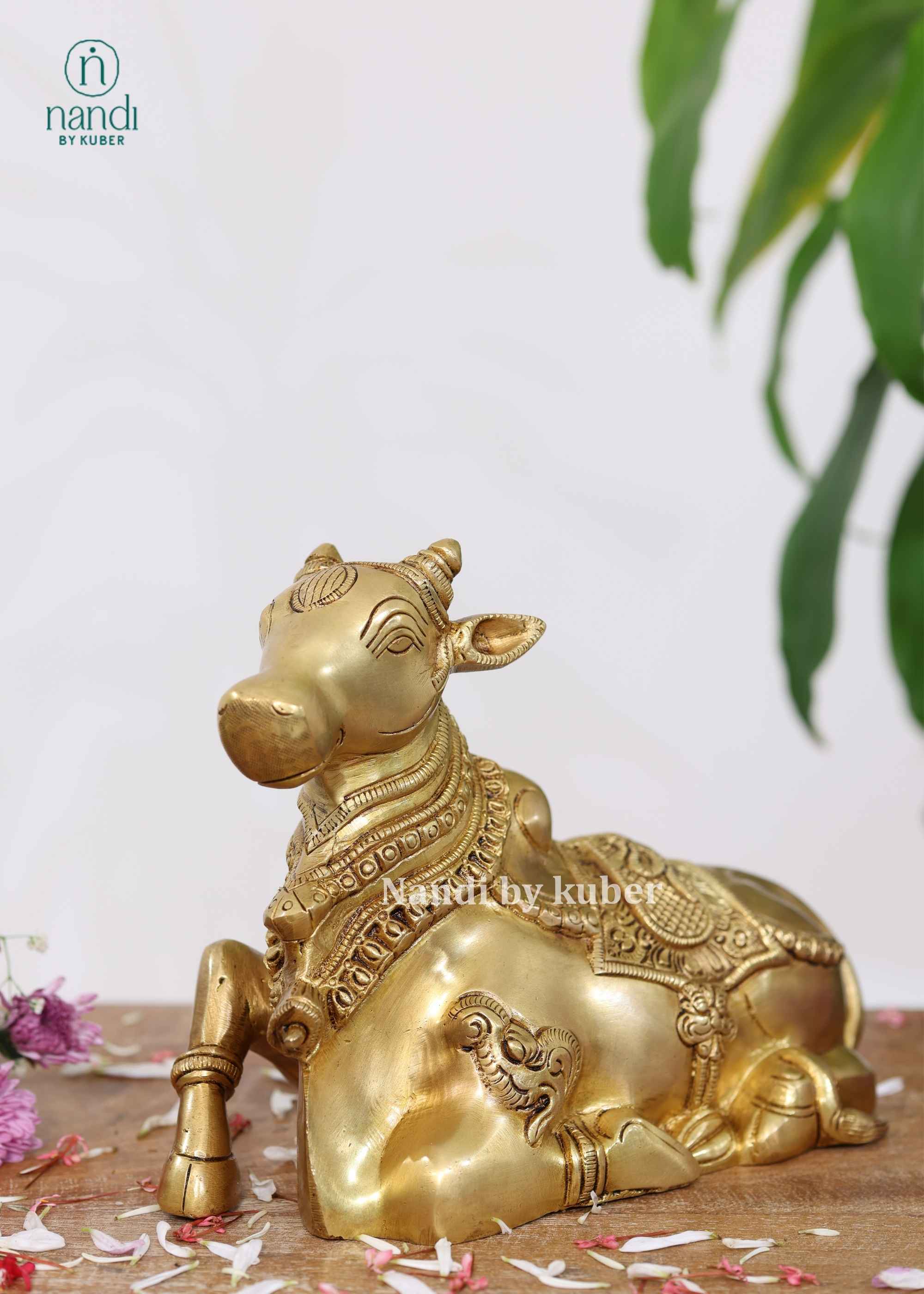 Brass Nandi Sitting - detail view
