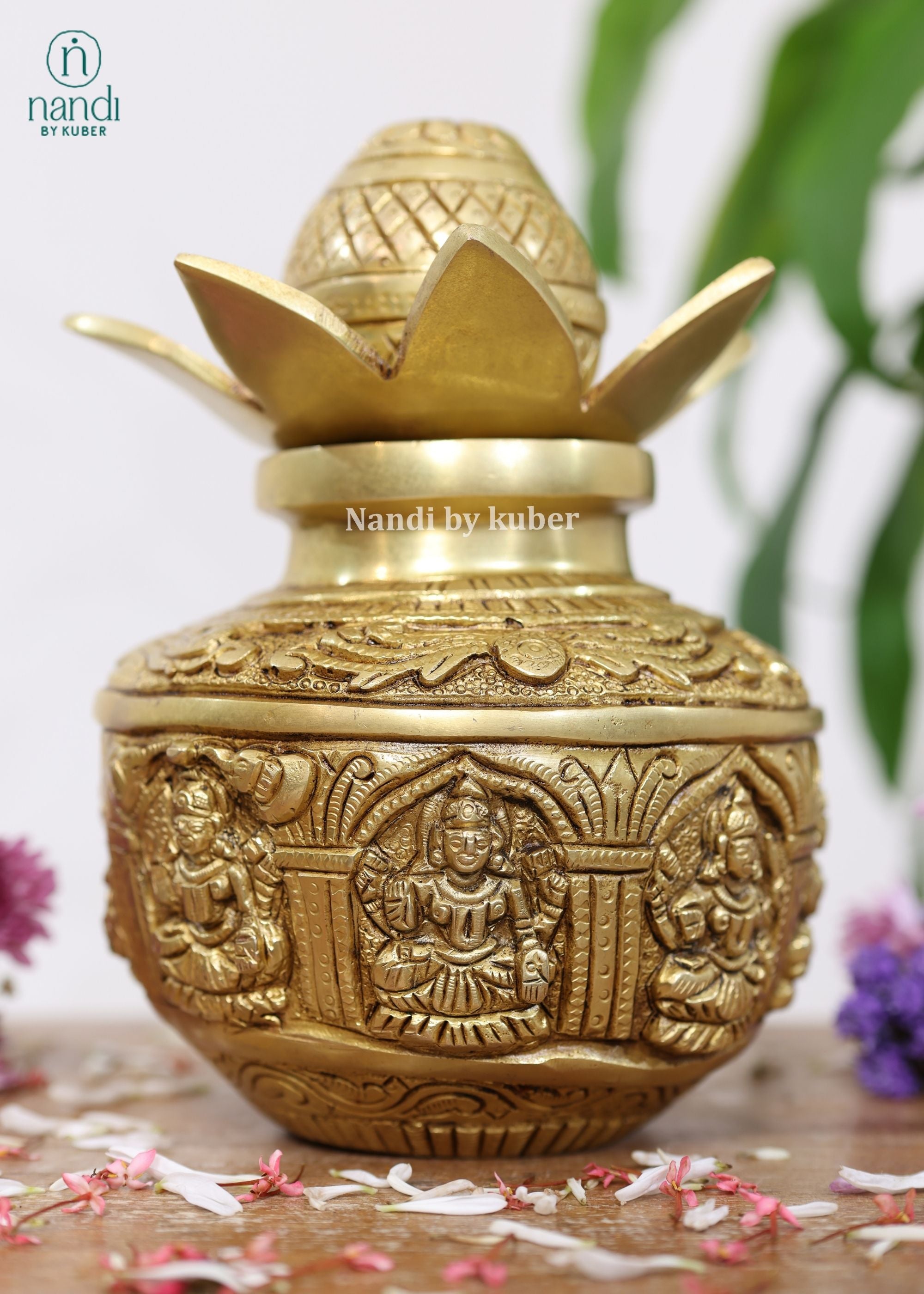 Brass Asthlaxmi Kalash - side view