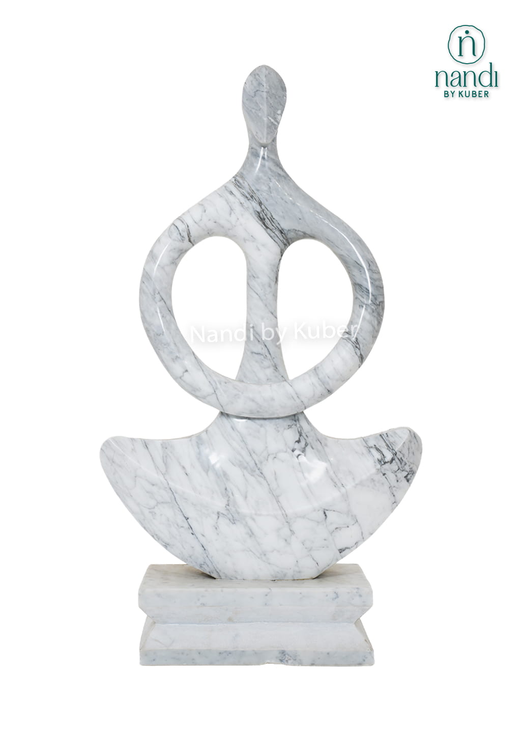 Contemporary white marble meditation sculpture featuring an abstract seated figure and handcrafted craftsmanship for luxury home décor.