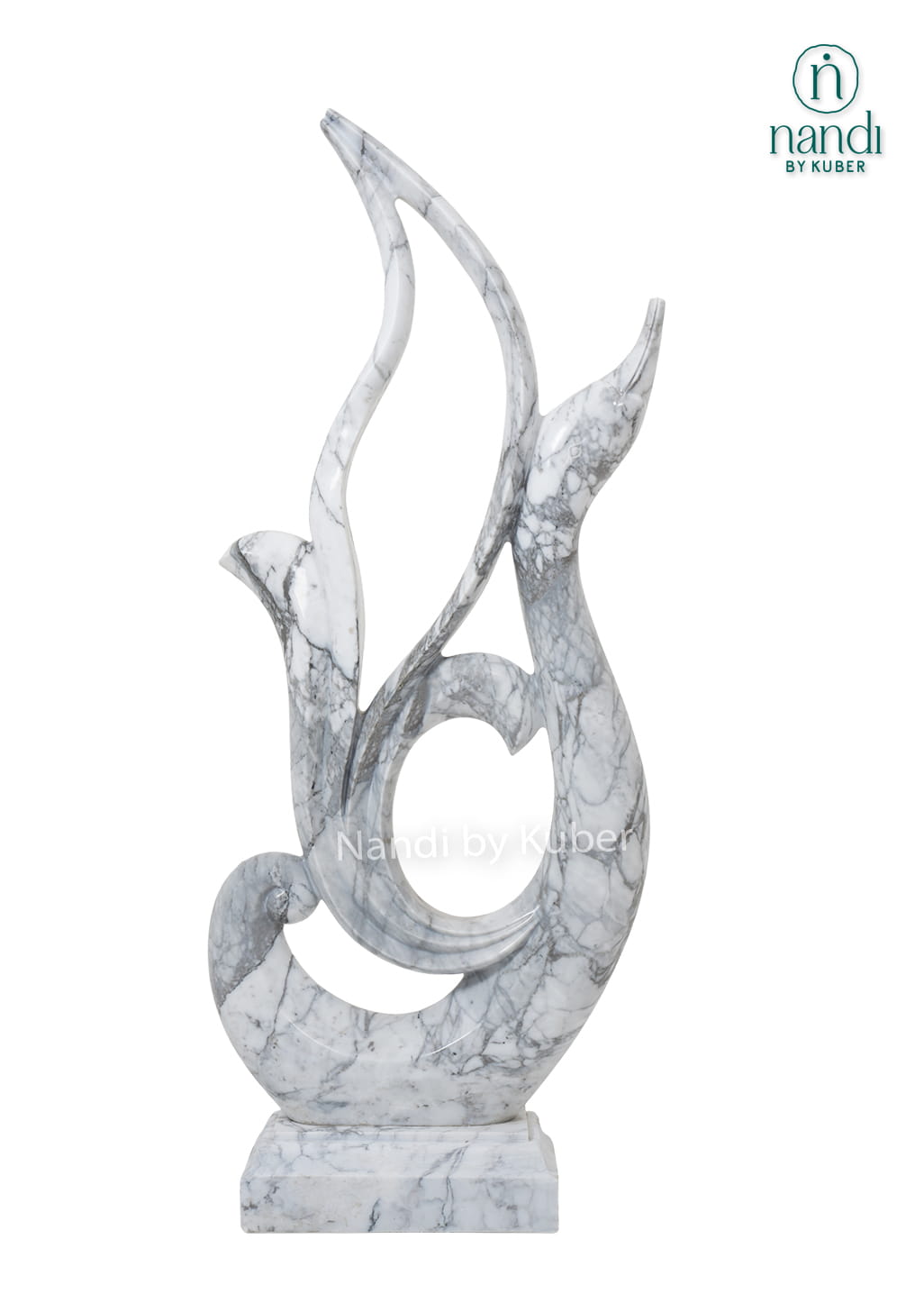 Decorative white marble tail swan figurine featuring a contemporary abstract design and handcrafted detailing for luxury home décor.