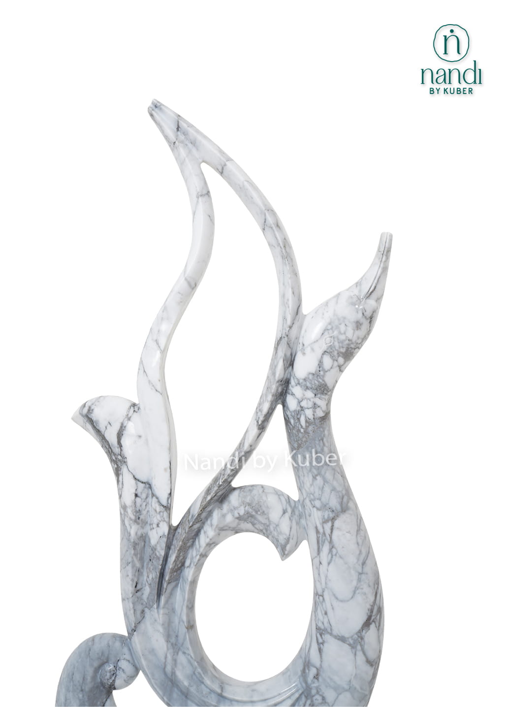Decorative white marble tail swan figurine featuring a contemporary abstract design and handcrafted detailing for luxury home décor.