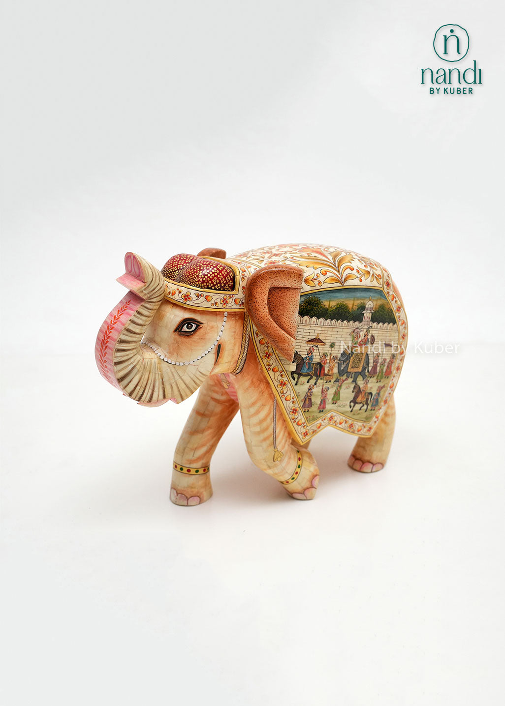 Bone Elephant Up Trunk Miniature Hand Painting