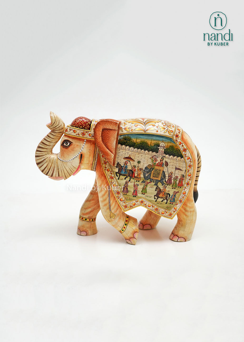 Bone Elephant Up Trunk Miniature Hand Painting