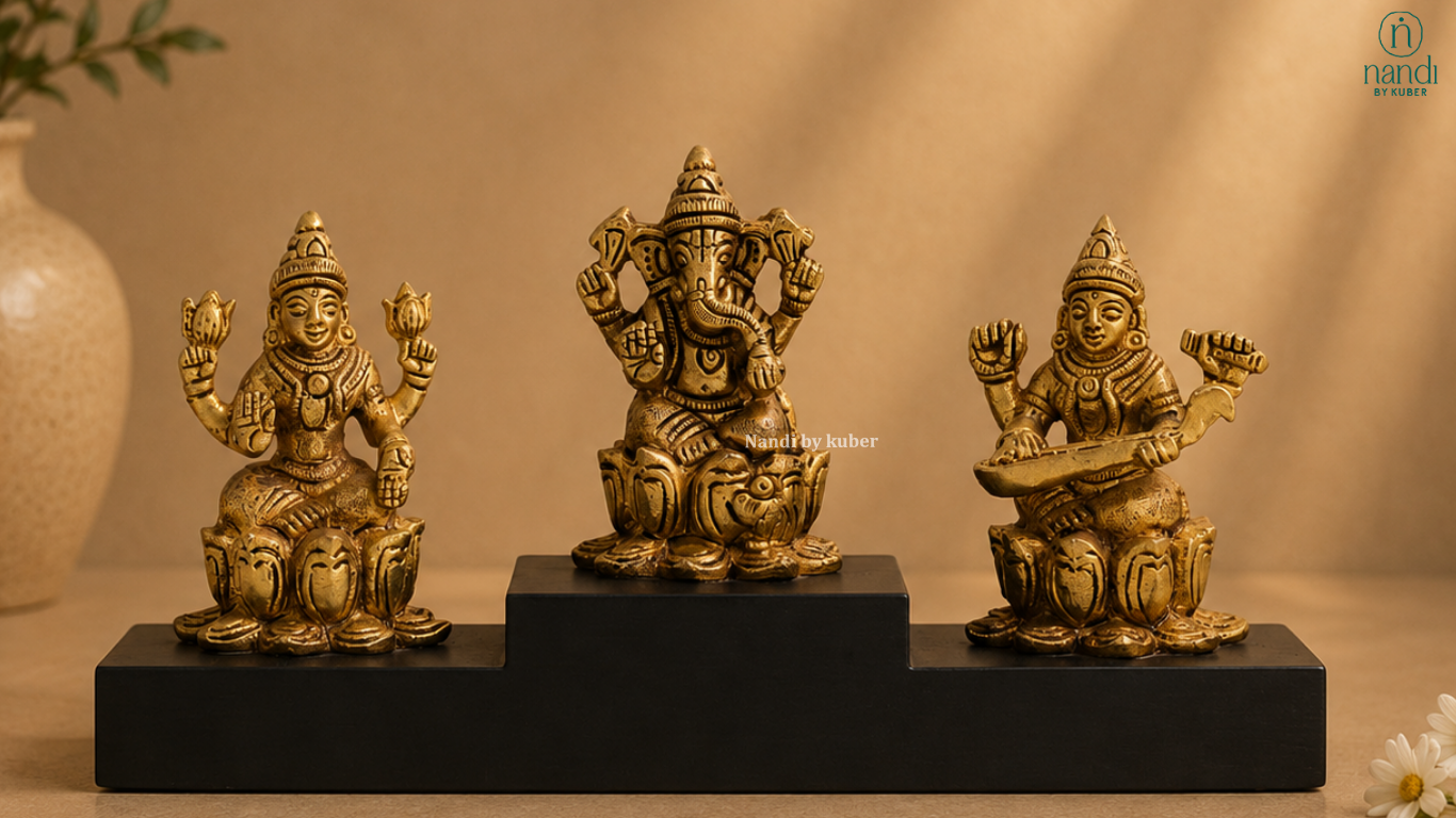 Brass Ganesha Laxmi Saraswati