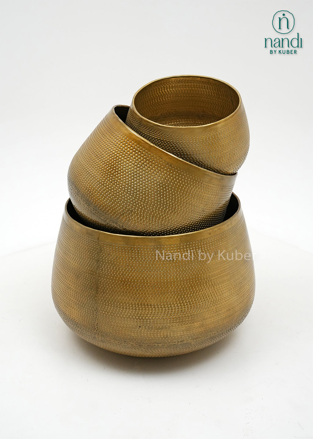 Handcrafted aluminium planter set with a textured copper , perfect for elevating plants and décor with timeless elegance.