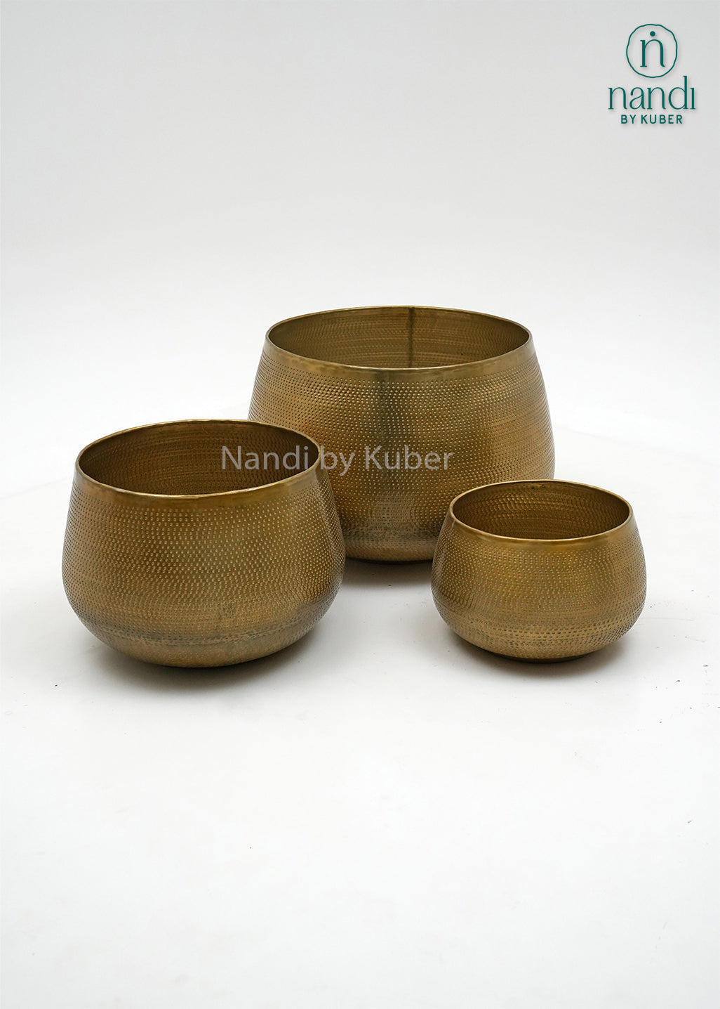 Handcrafted aluminium planter set with a textured copper , perfect for elevating plants and décor with timeless elegance.