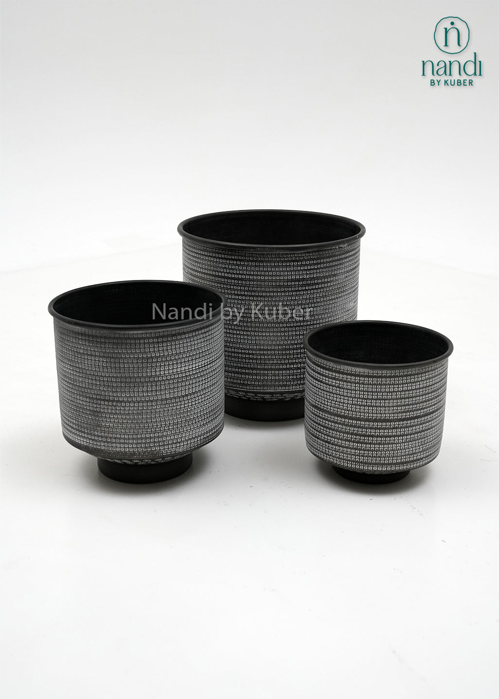 Handcrafted aluminium planter set with a textured copper , perfect for elevating plants and décor with timeless elegance.