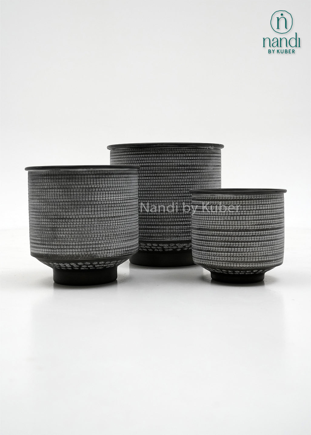 Handcrafted aluminium planter set with a textured copper , perfect for elevating plants and décor with timeless elegance.