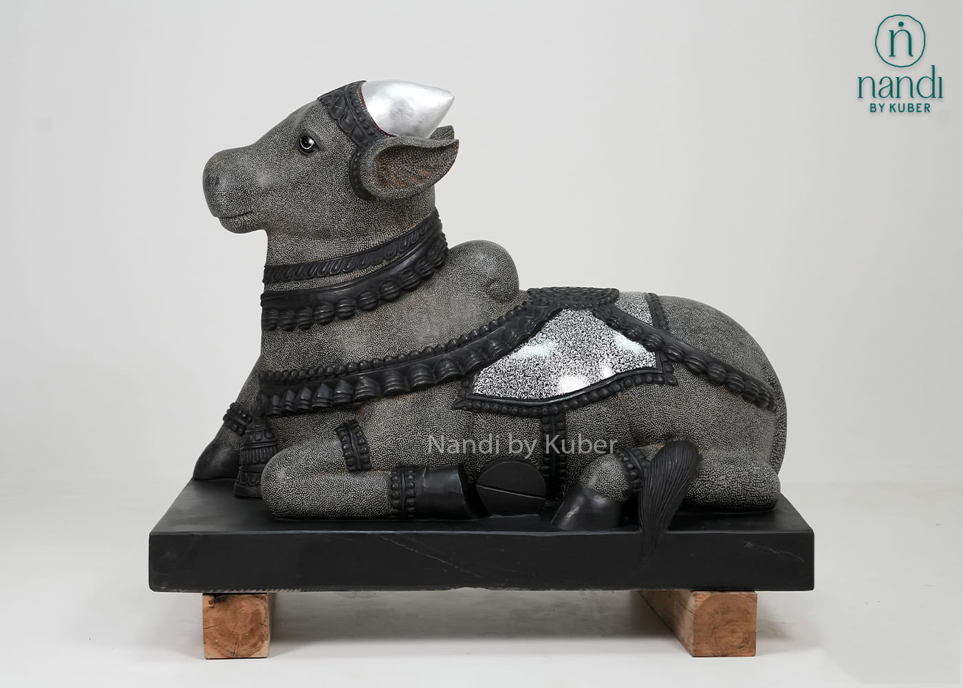 Black marble seated Nandi statue 