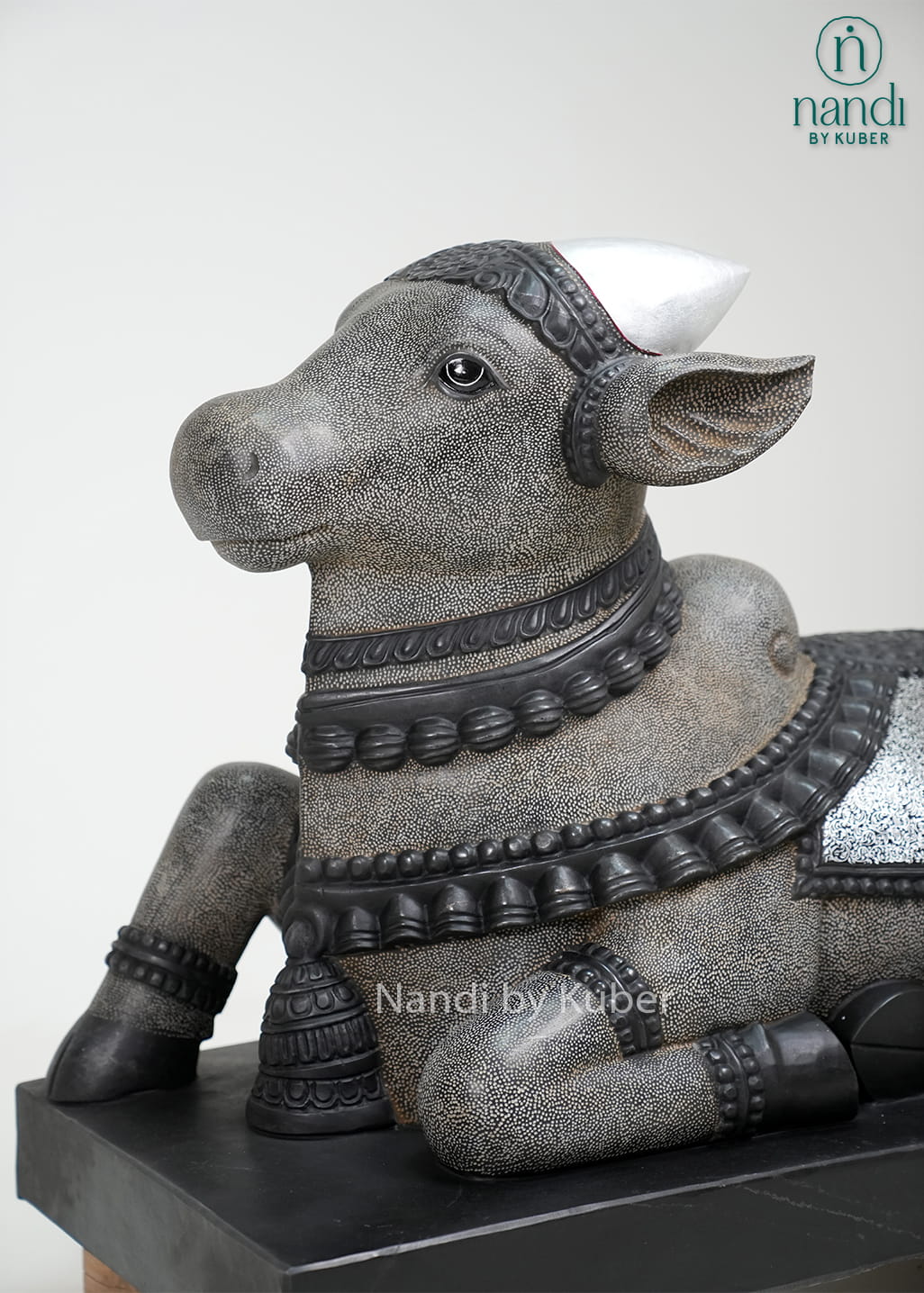 Black marble seated Nandi statue