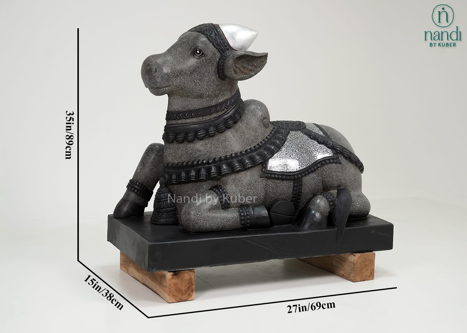 Black marble seated Nandi statue