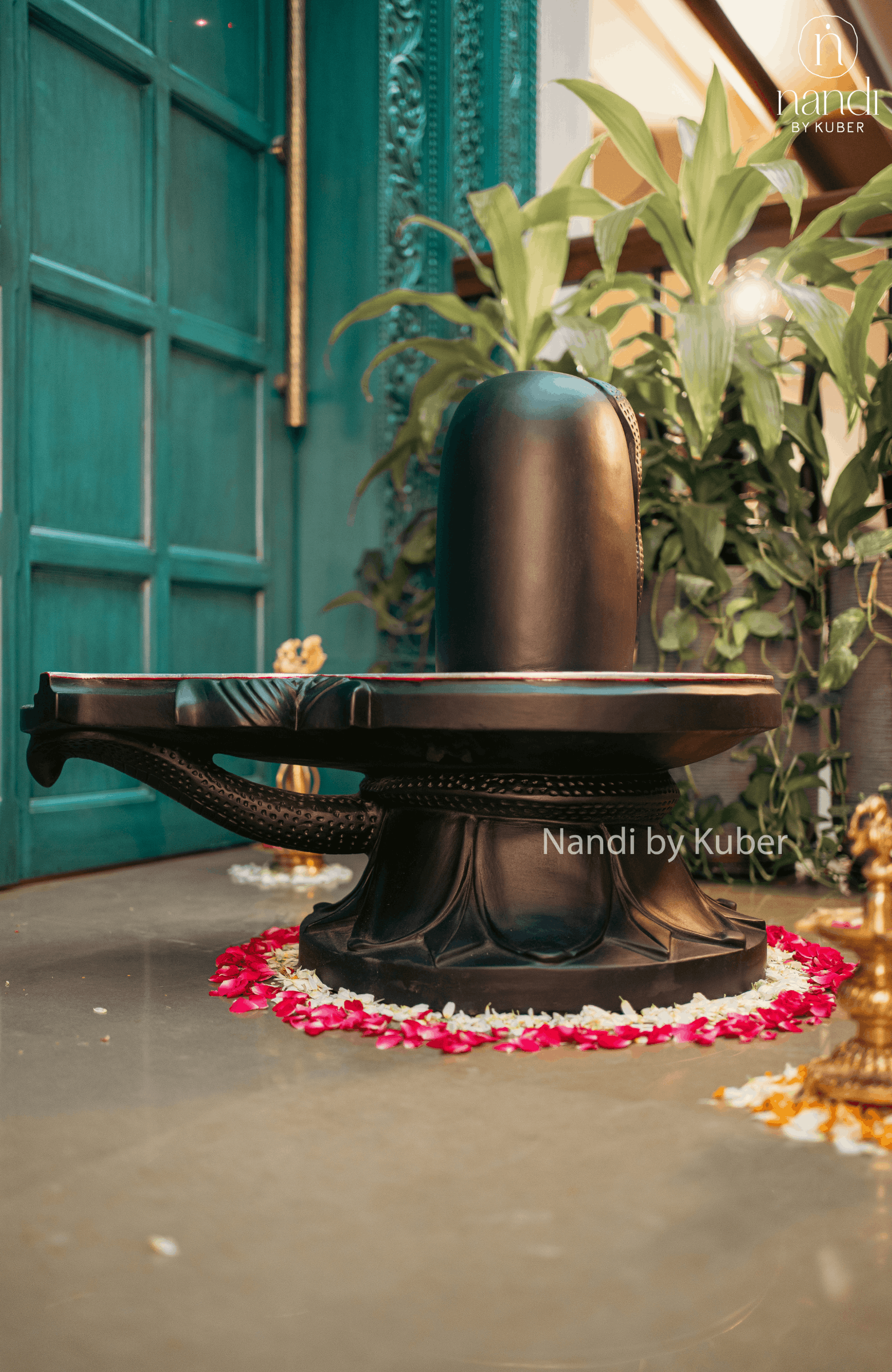 Black marble Shivling decorative idol
