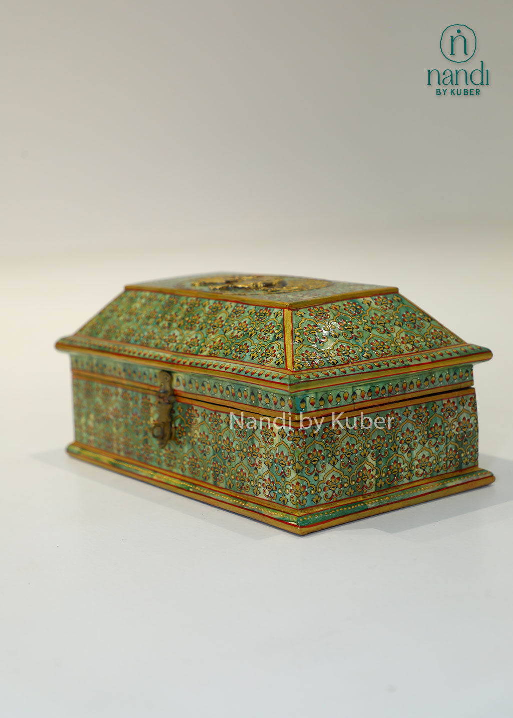 Decorative embossed jewelry box with elephant design, handcrafted keepsake storage box for trinkets, accessories, gifting, home décor, dresser organization, and traditional Indian craftsmanship.