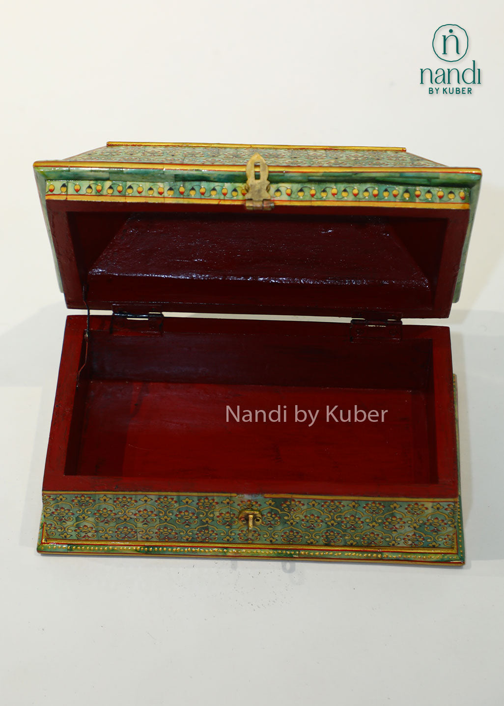 Decorative embossed jewelry box with elephant design, handcrafted keepsake storage box for trinkets, accessories, gifting, home décor, dresser organization, and traditional Indian craftsmanship.