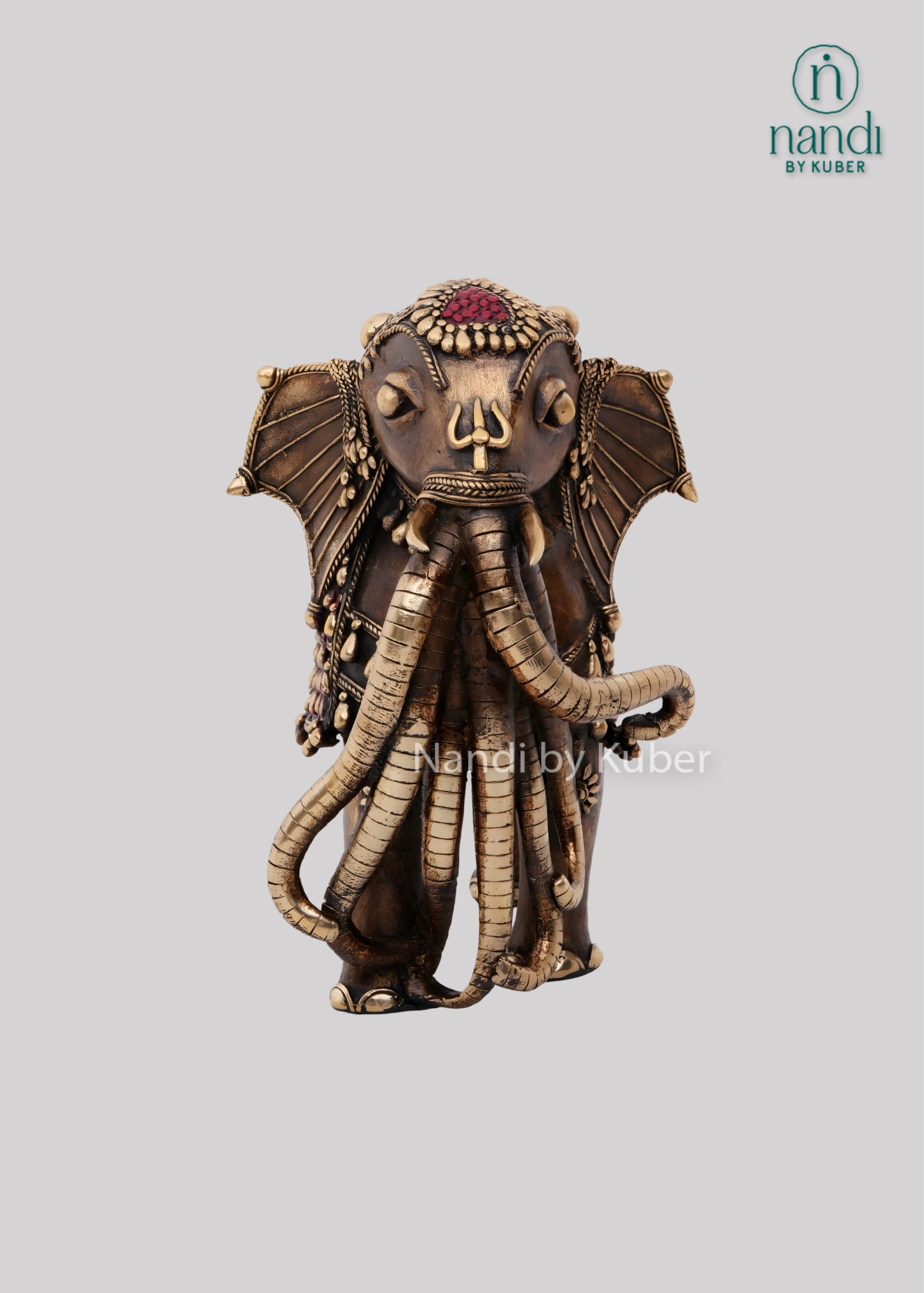 Brass Airavat elephant sculpture