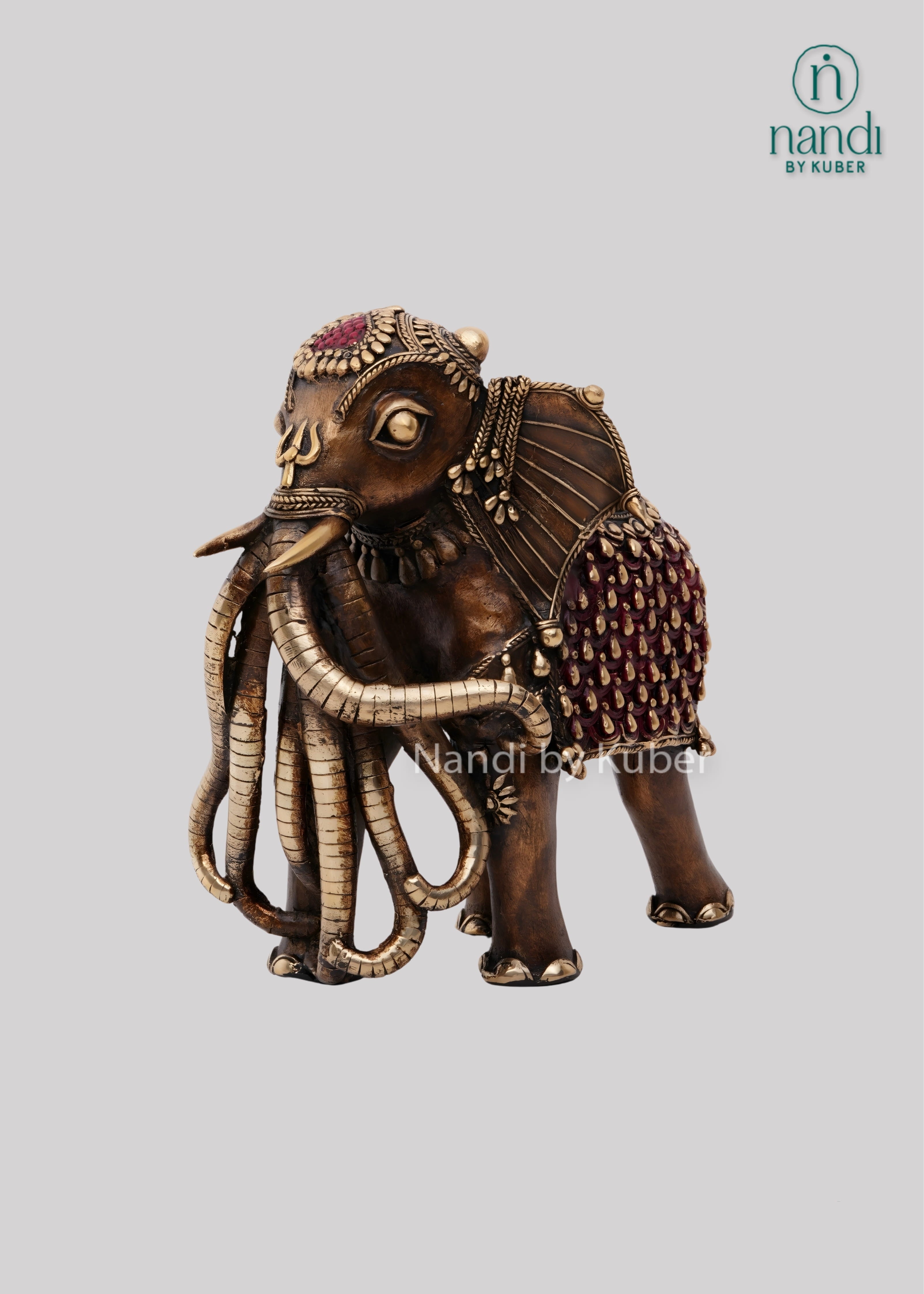 Brass Airavat elephant sculpture