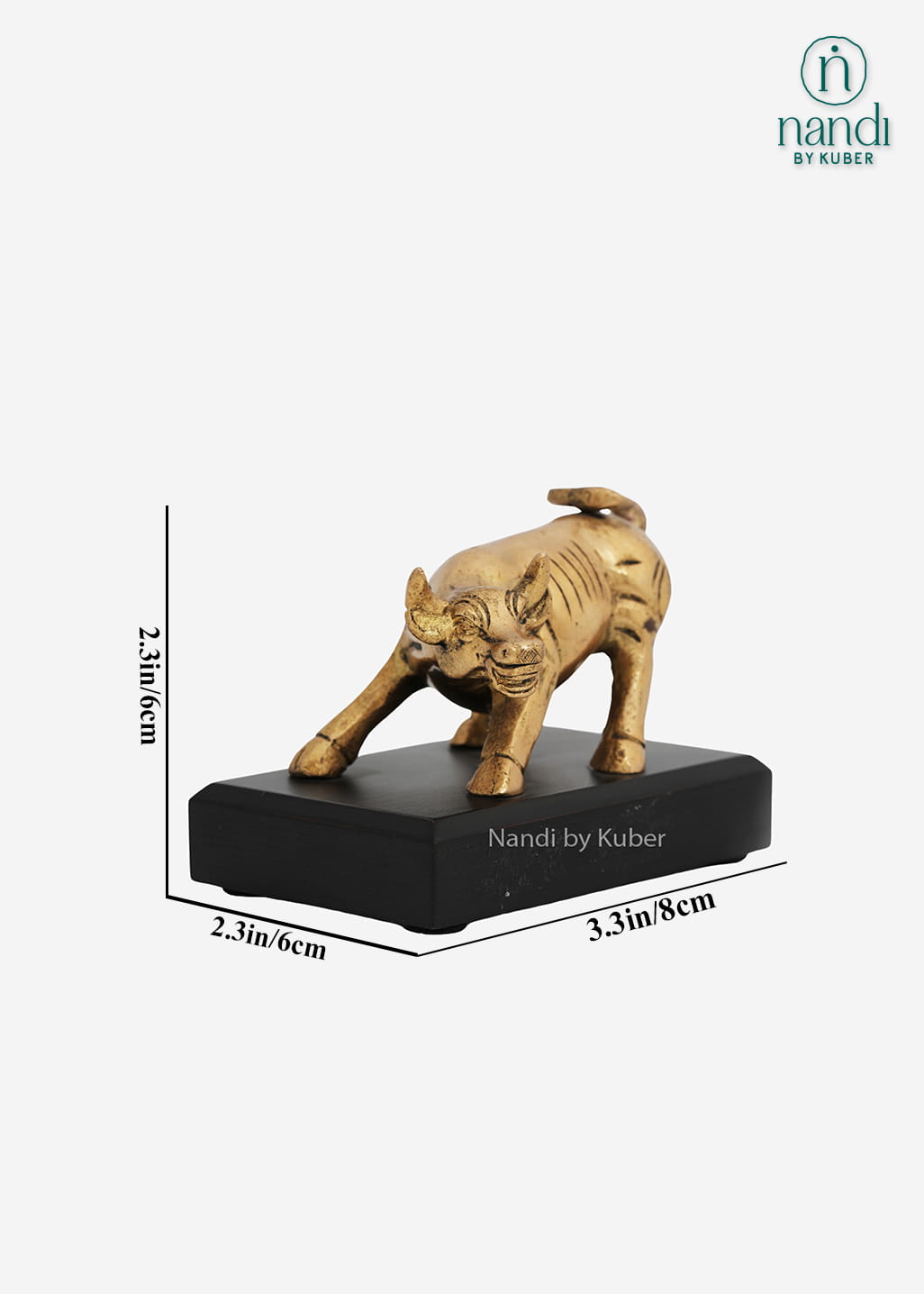 Brass bull decorative idol with black base