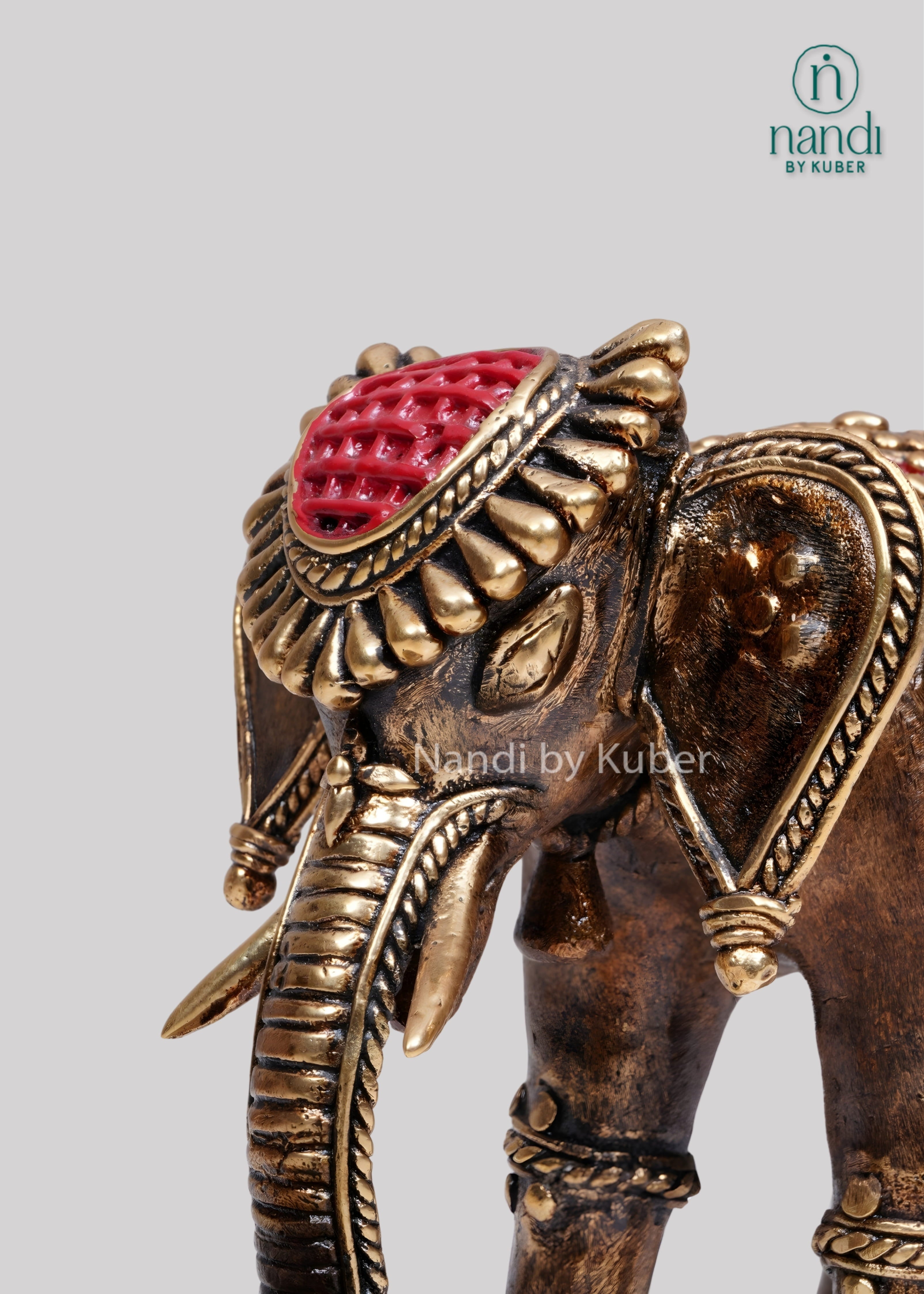 Brass elephant diya holder sculpture