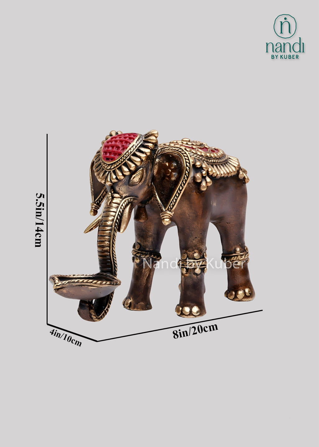 Brass elephant diya holder sculpture